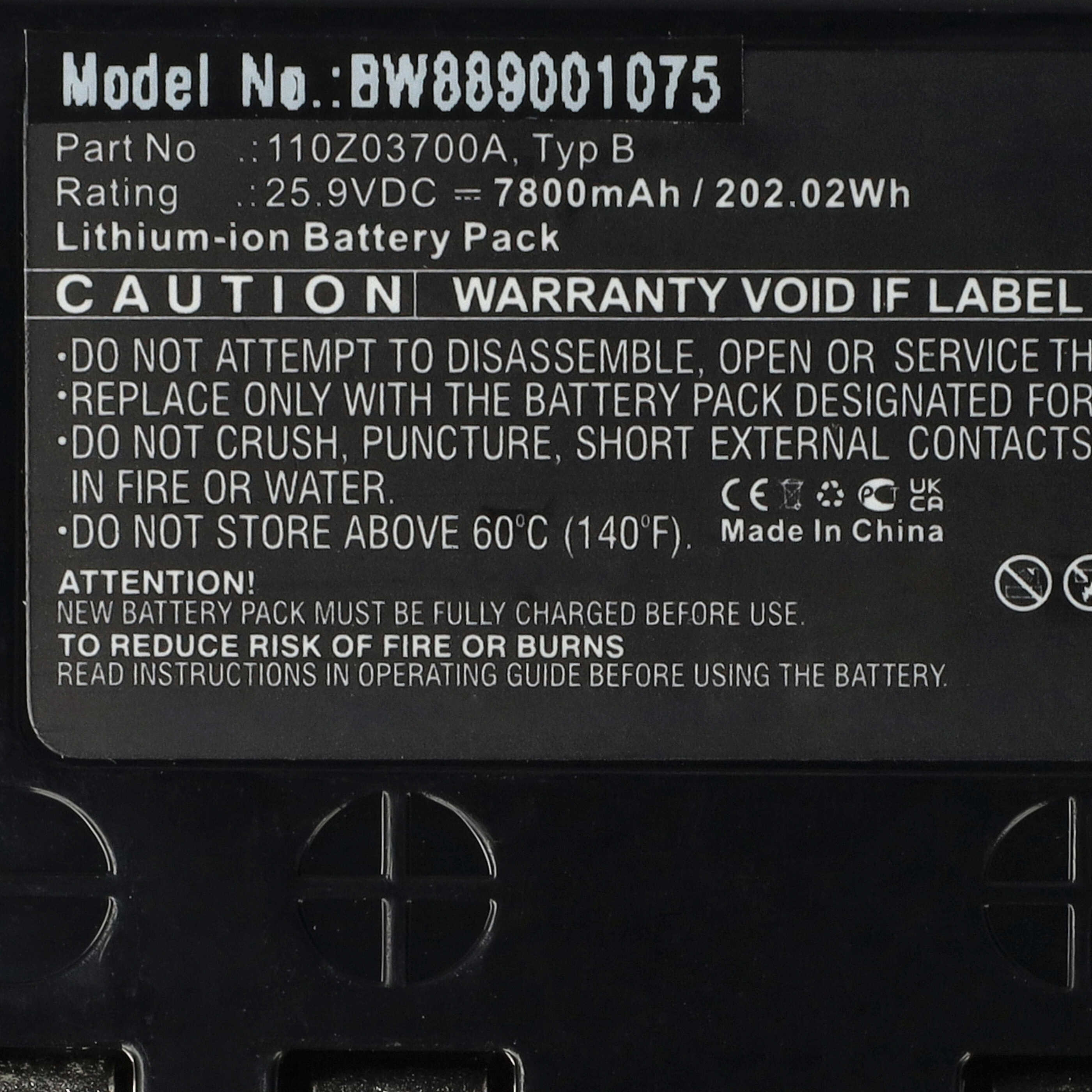 Akumulator do robota koszącego zamiennik Ambrogio typ B, 110Z03700A - 7800 mAh 25,9 V Li-Ion, czarny