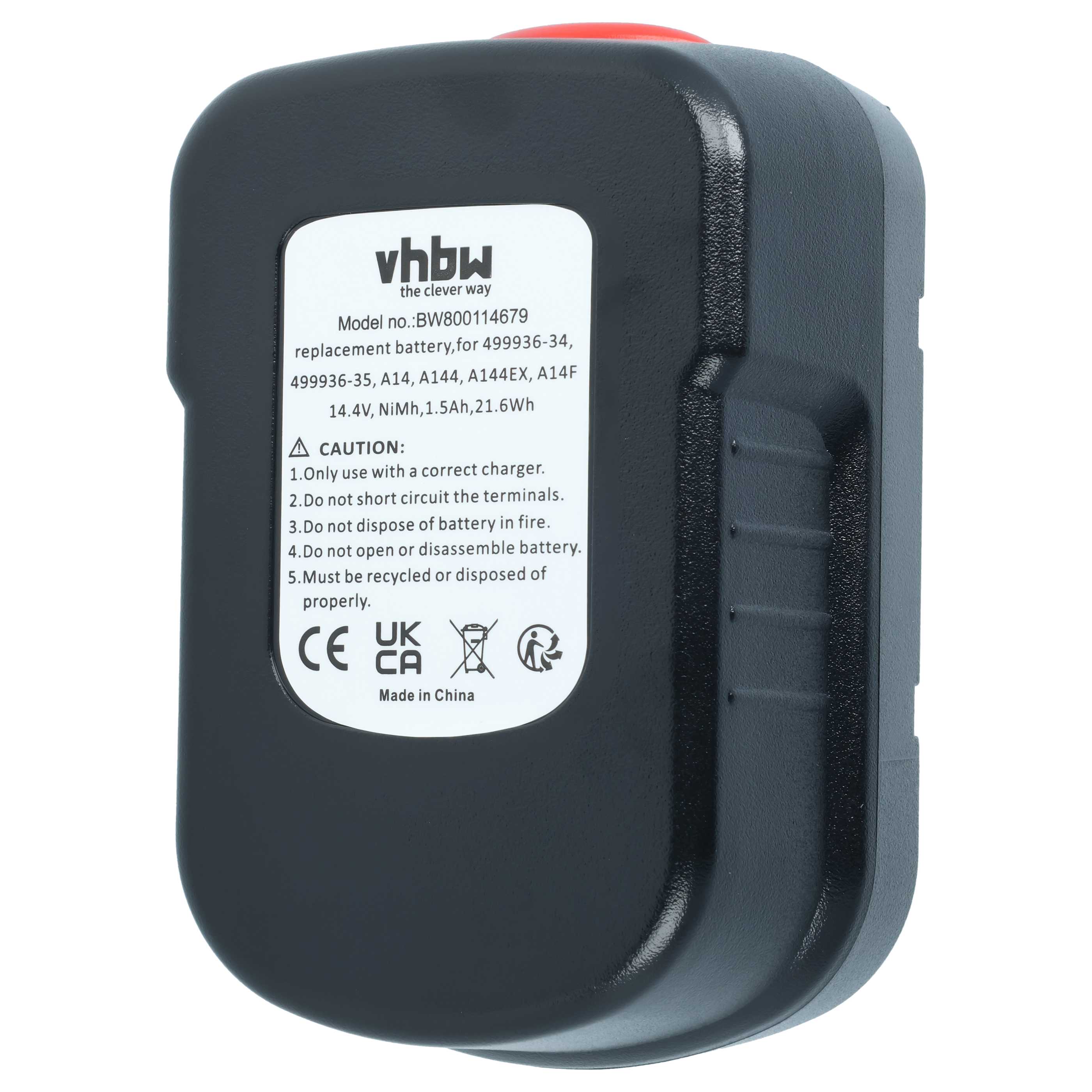 3x Batería para herramienta reemplaza Black & Decker 499936-34, 499936-35, A14, A144 - 1500 mAh, 14,4 V, NiMH