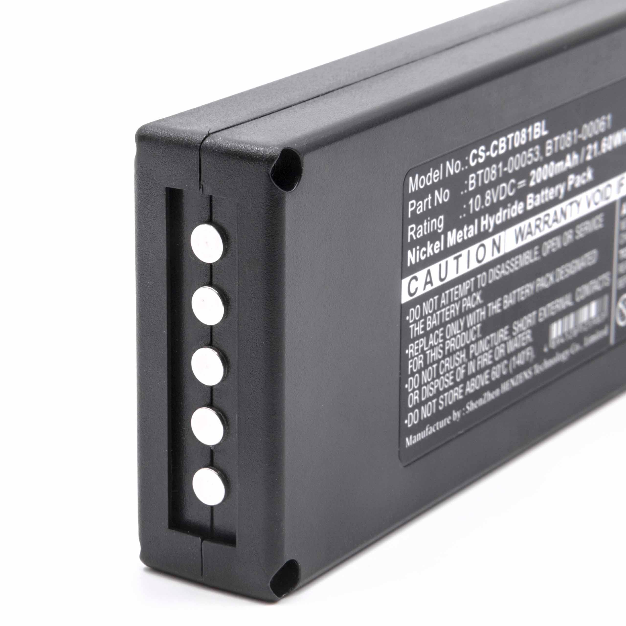 Batterie remplace Cattron-Theimeg BT081-00053, B5018-00061 pour télécommande - 2000mAh 10,8V NiMH