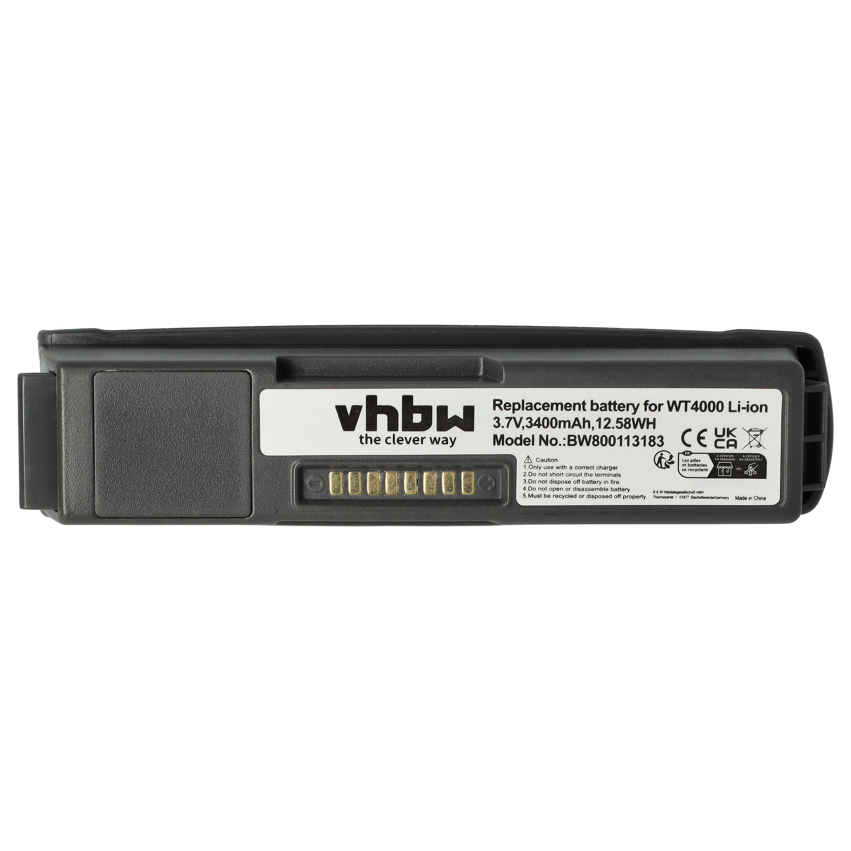 5x Batteria sostituisce Symbol 55-000166-01, 82-90005-03 per barcode scanner Symbol - 3400mAh 3,7V Li-Ion