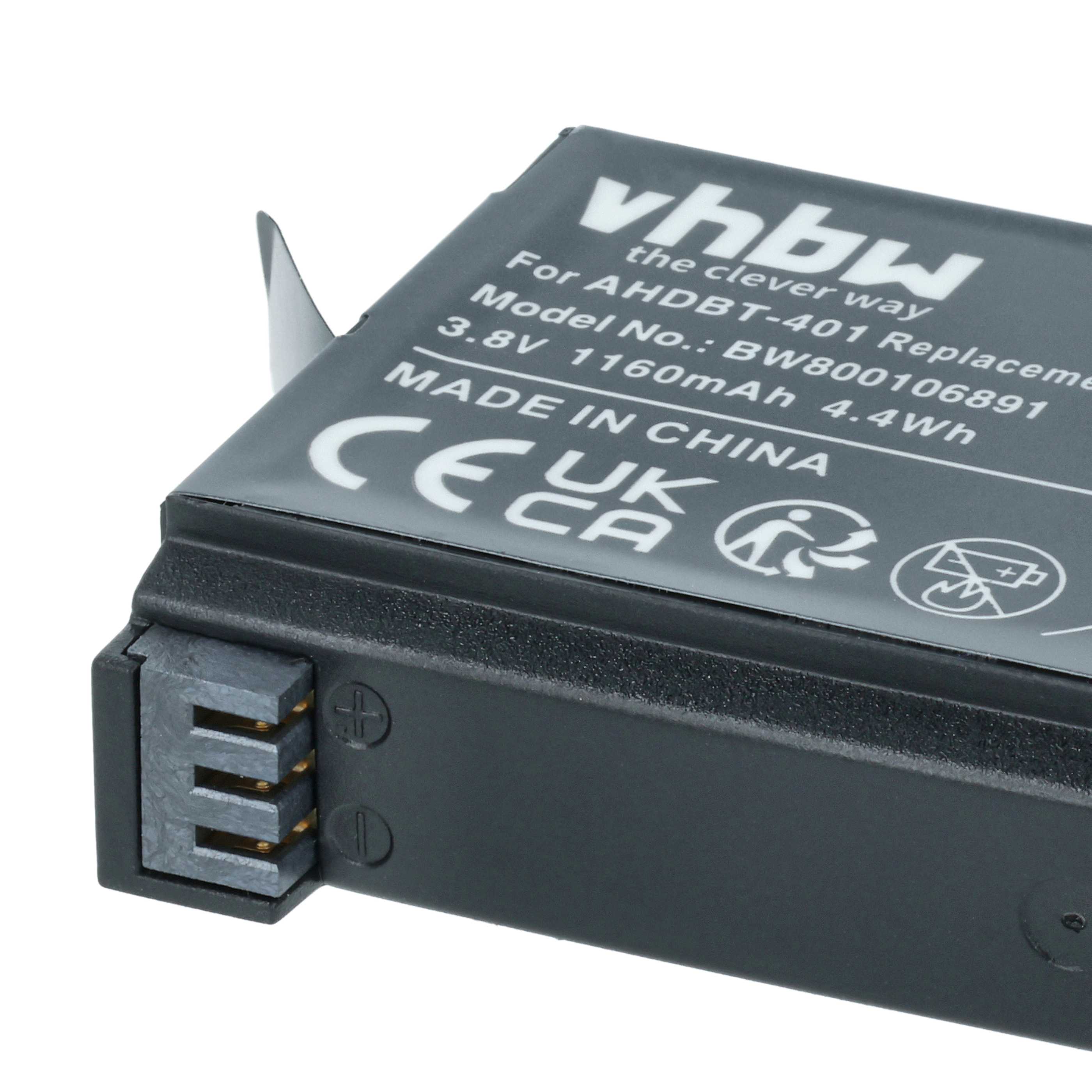 Videocamera 2x Battery replaces GoPro AHDBT-401, 335-06532-000 - 1160 mAh 3.7 V Li-Ion