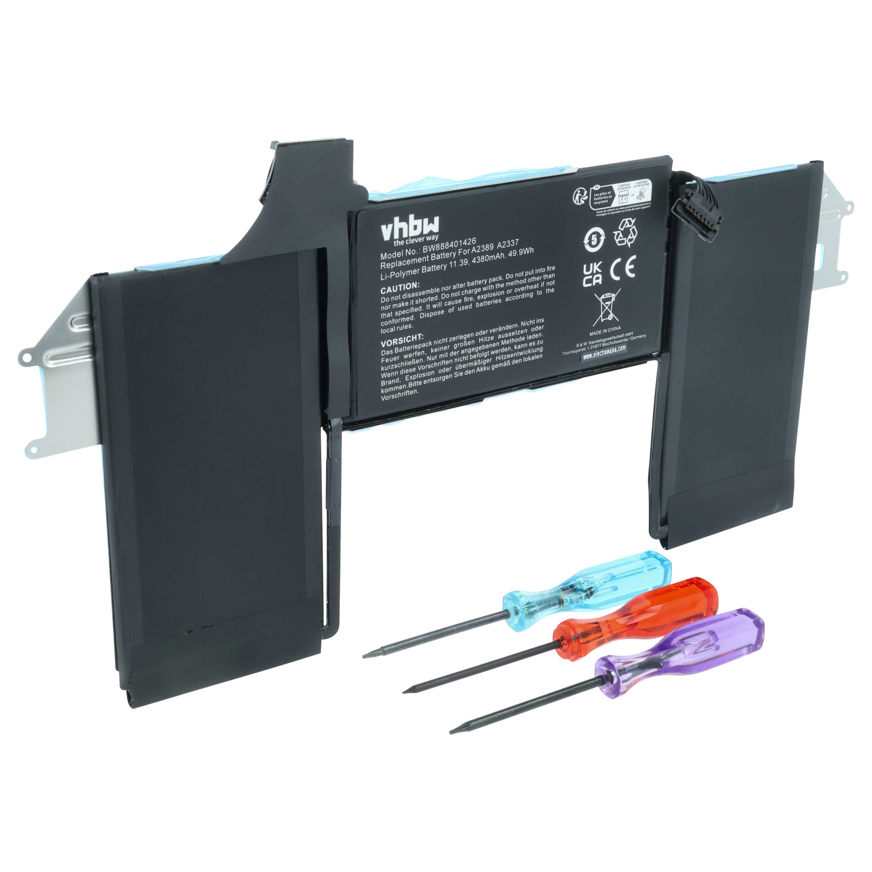 Batteria sostituisce Apple A2337, 616-00535, A1965, 080-333-4000 per notebook - 4300mAh 11,4V Li-Poly