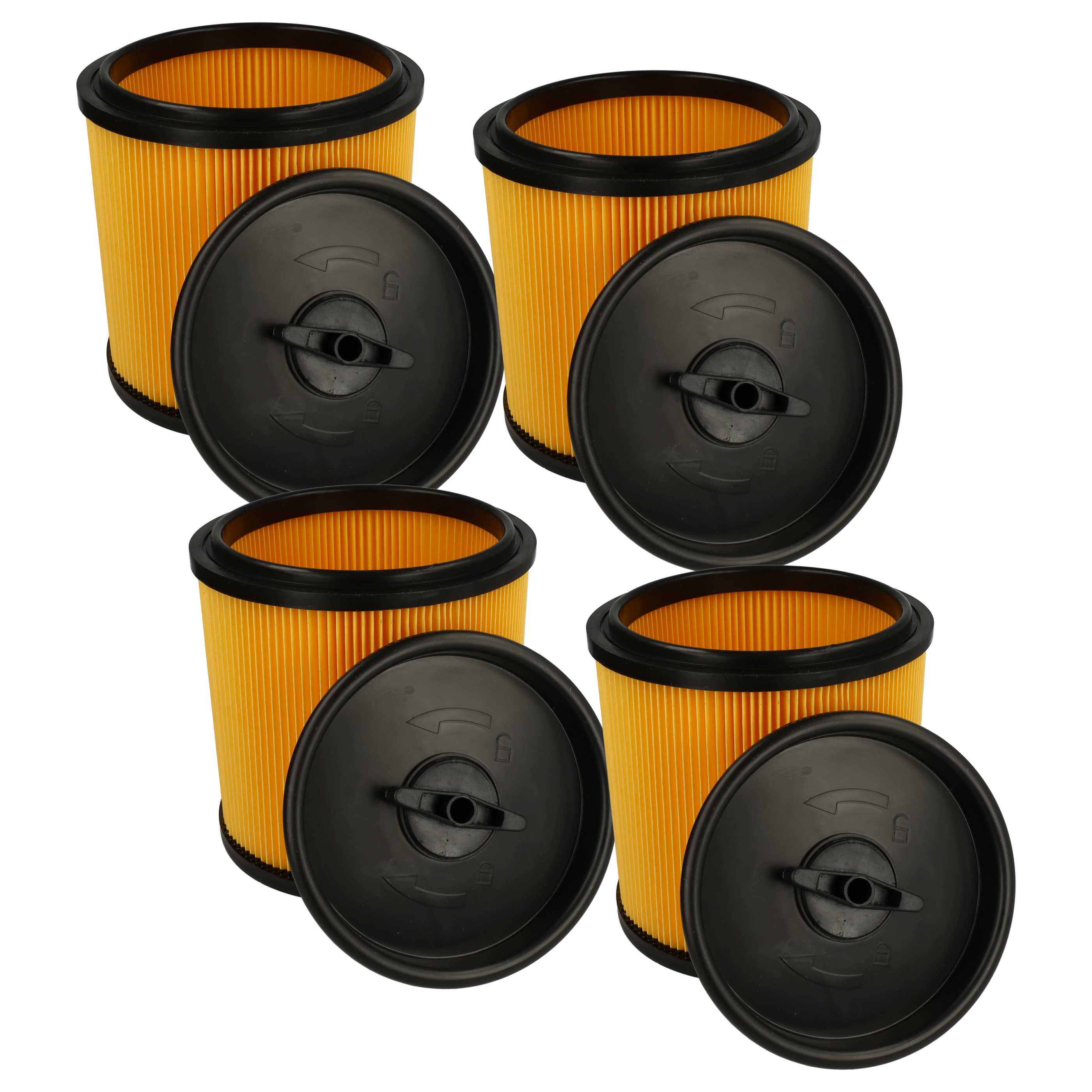 4x Filtercartridge filter replaces Grizzly 91092030 for Parkside Vacuum Cleaner, black / yellow