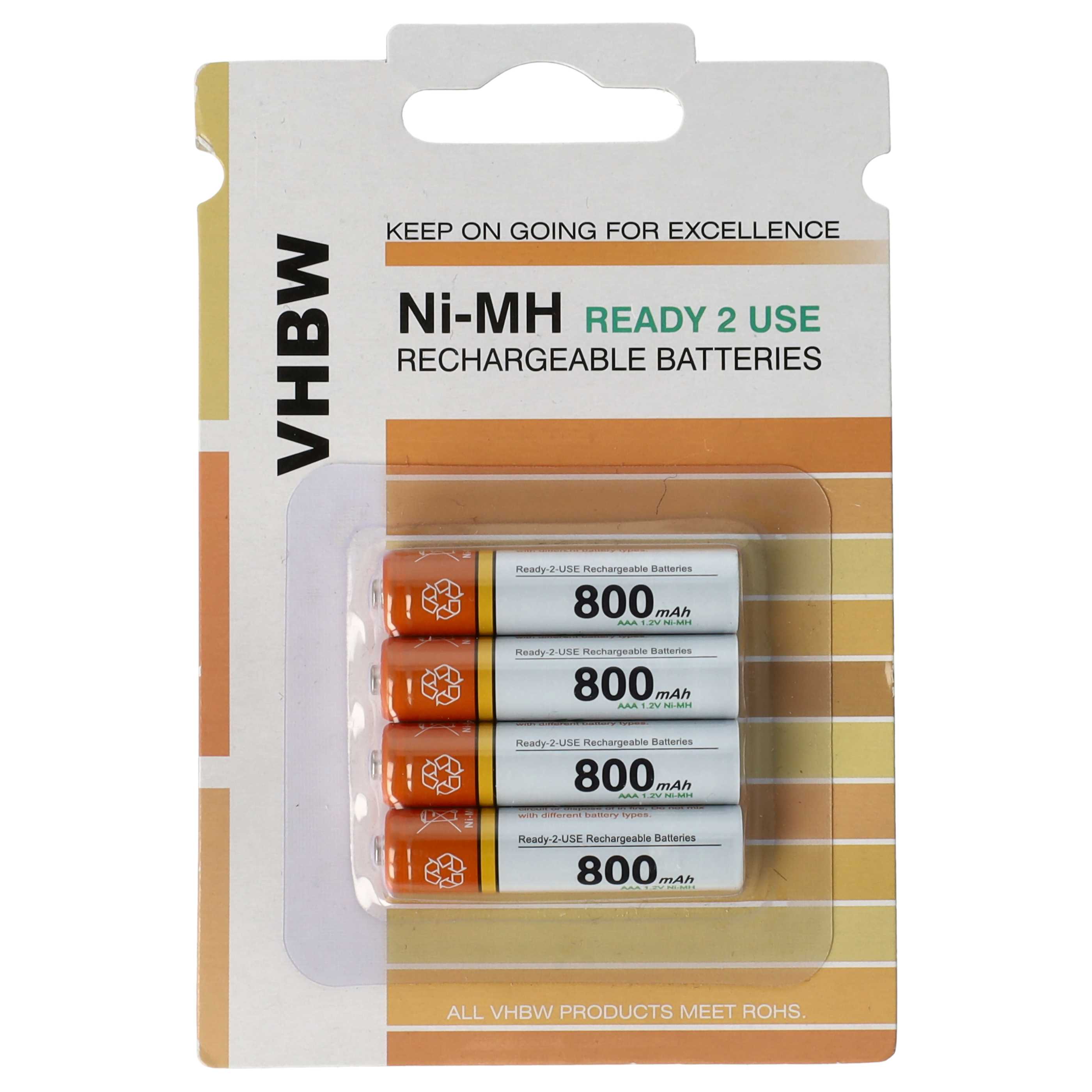 8x Batteries pour téléphone Philips, Grundig, Sennheiser, Amplicomms - 800mAh 1,2V NiMH