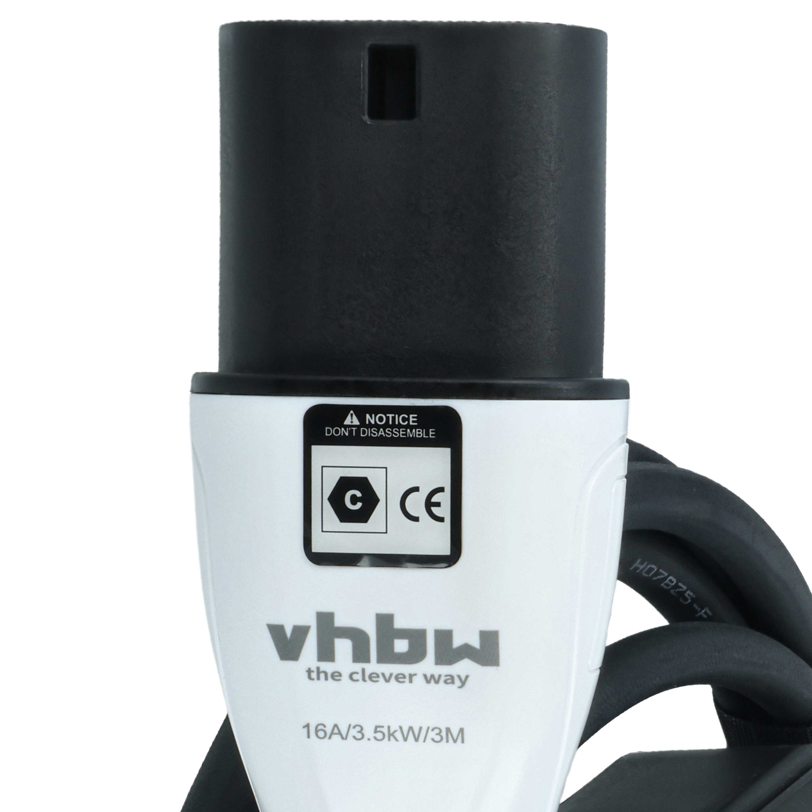 E-Auto Ladekabel Typ 2 zu Typ 2 - 16 A 1-phasig, 3,5 kW Mode 3, 3 m