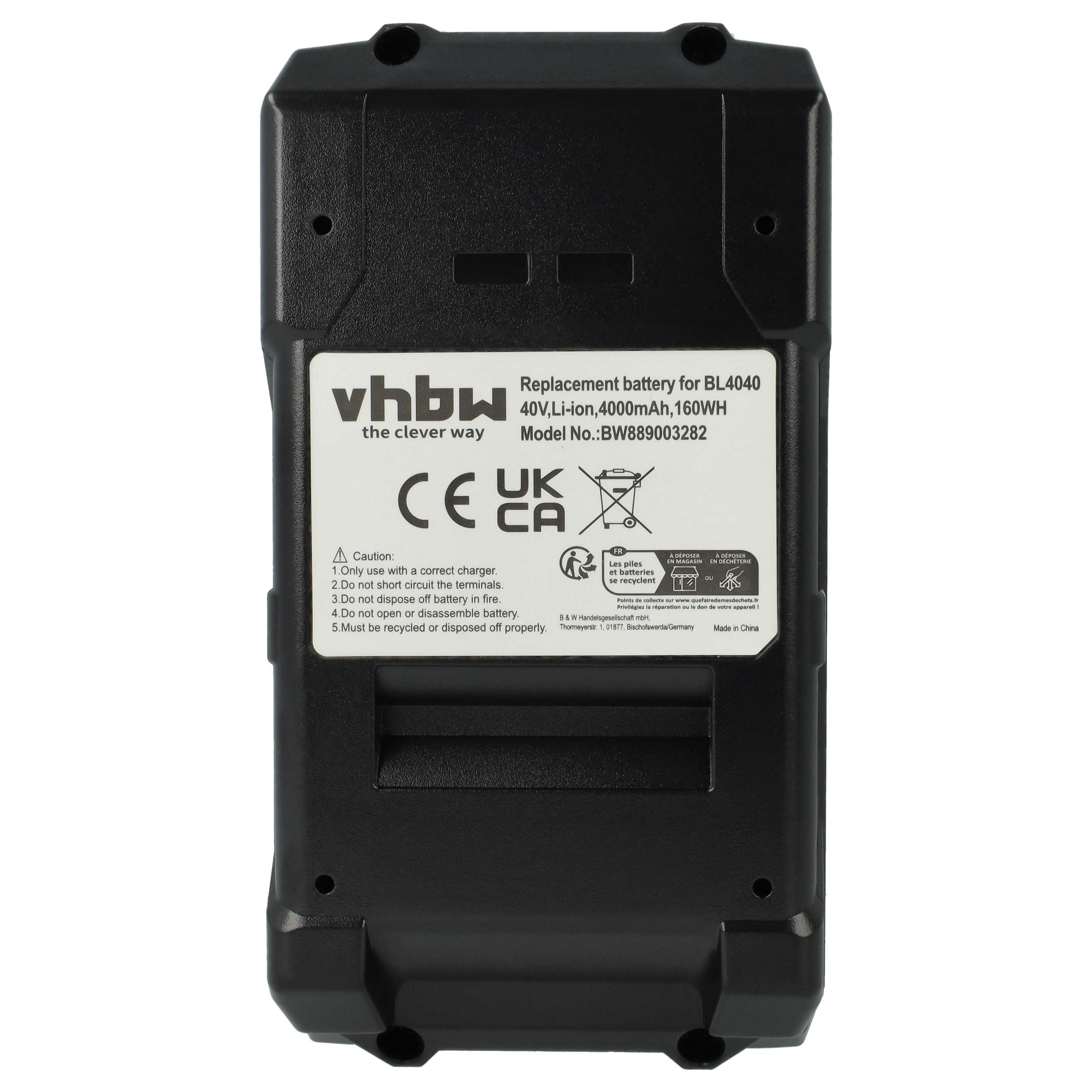 Battery replaces Makita 191L29-0, BL4020, BL4025, BL4040 for Electric Power Tool - 4000 mAh, 40 V, Li-Ion