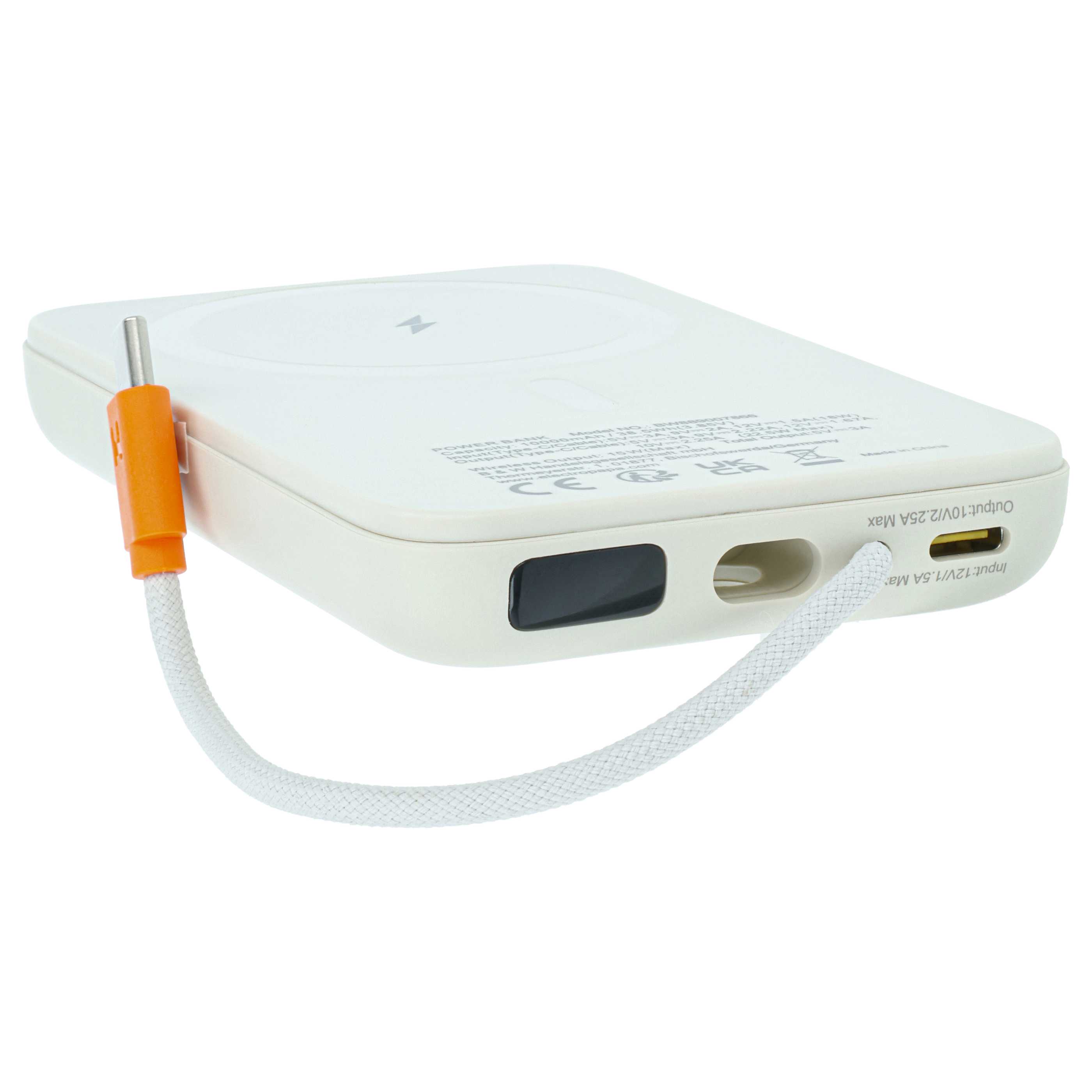 Magnetyczny bezprzewodowy powerbank 10000 mAh do np. iPhone, Samsung, Xiaomi - beżowy