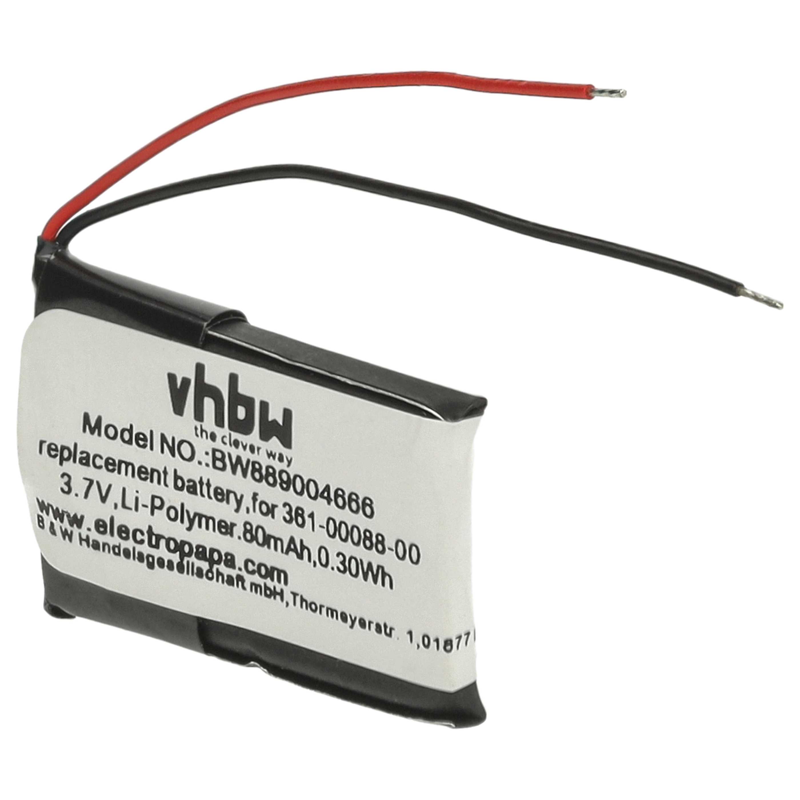 Batteria sostituisce Garmin 361-00088-00 per smartwatch - 80mAh 3,7V Li-Poly