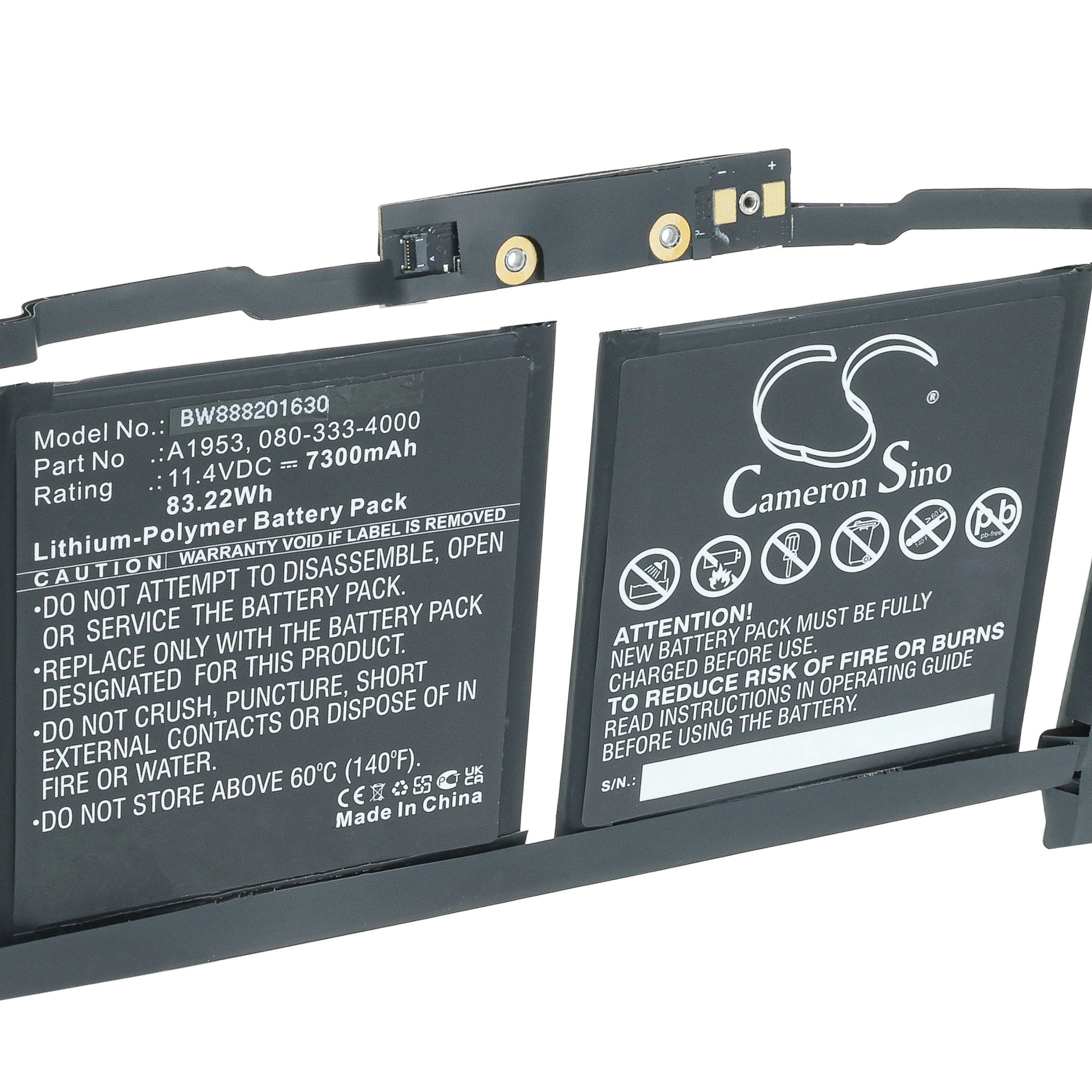 Batterie remplace Apple 020-02391 pour ordinateur portable Apple- 7300mAh 11,4V Li-polymère, noir