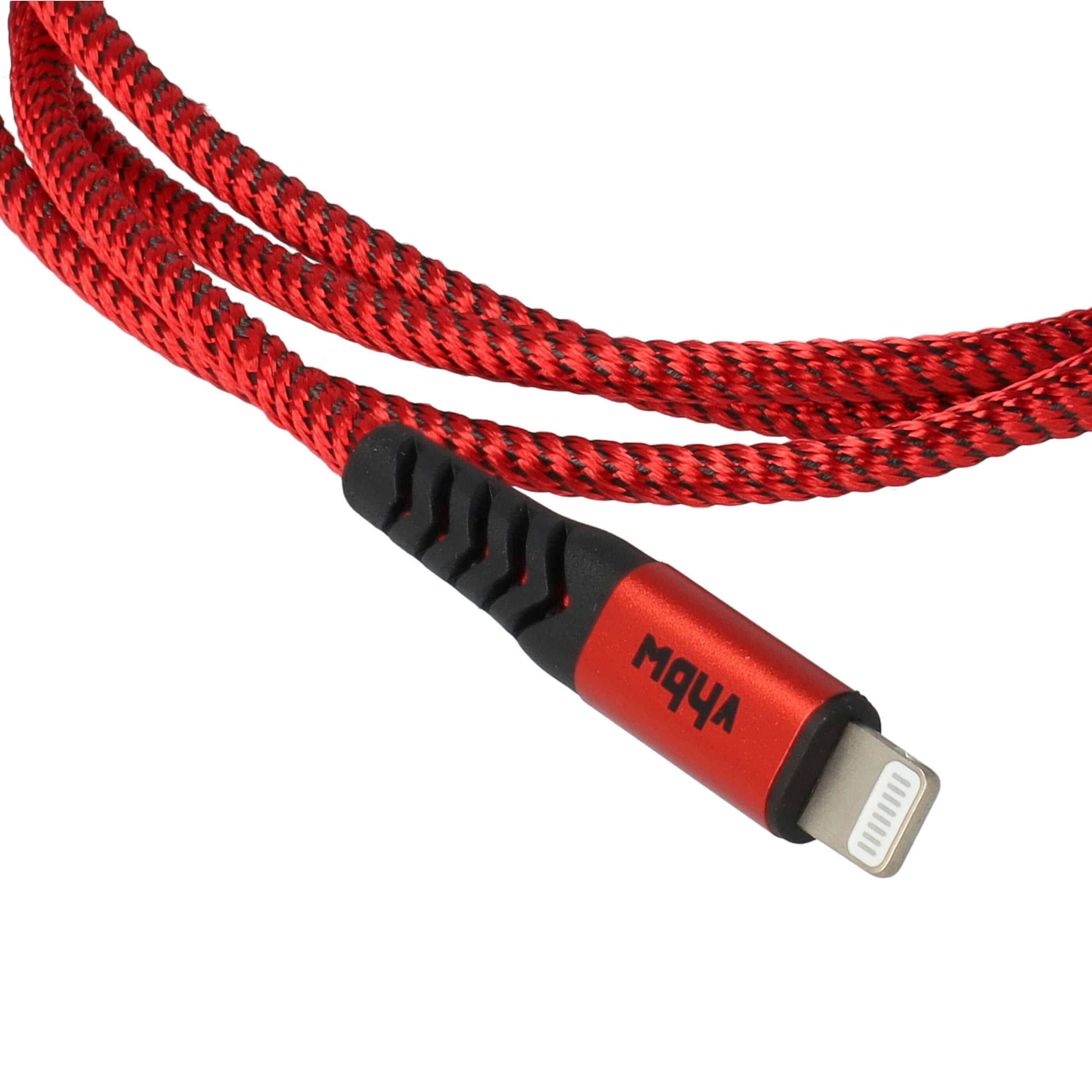 Cable lightning a USB C, Thunderbolt 3 para dispositivos Apple iOS Apple MacBook - negro / rojo, 100 cm