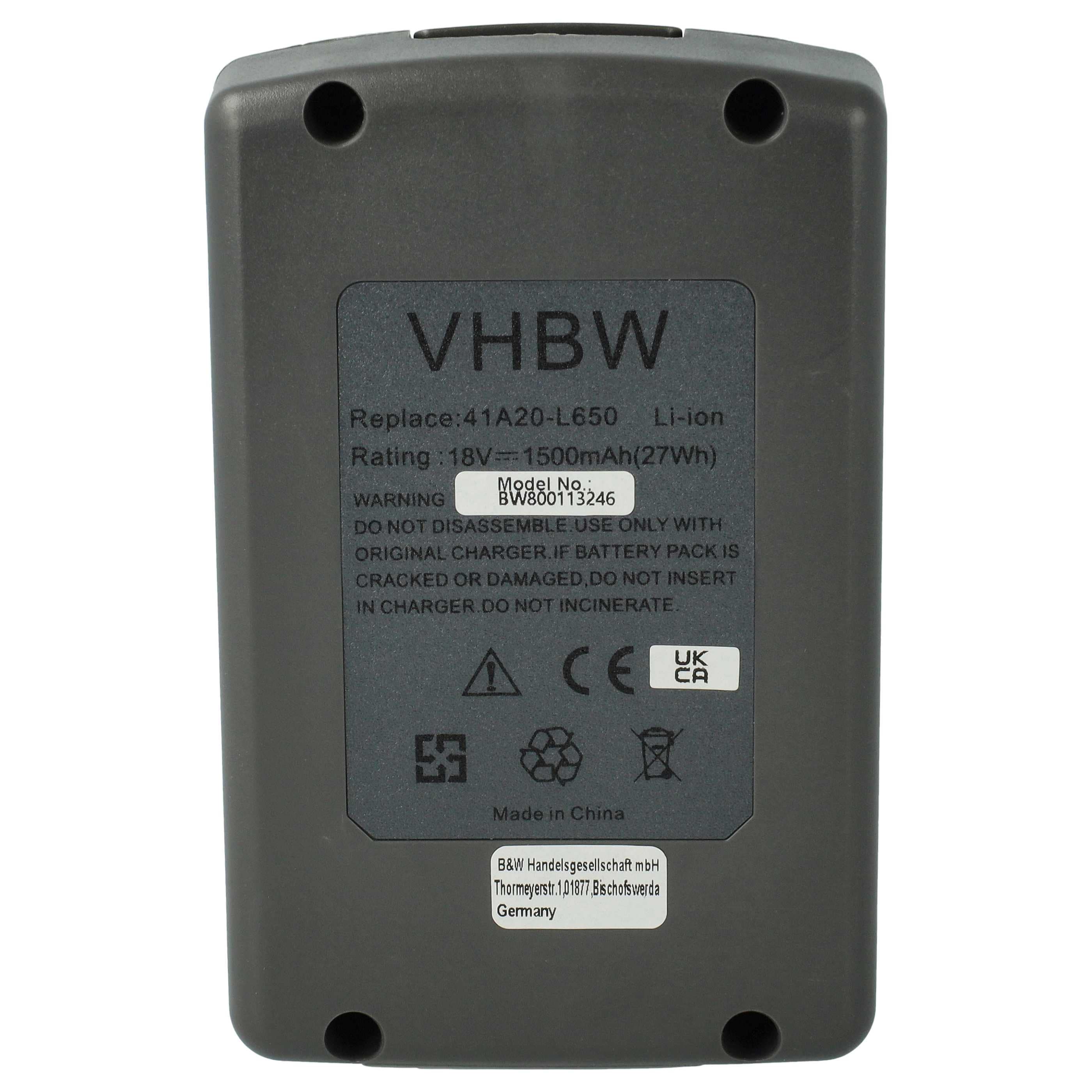 Batteria sostituisce WOLF-Garten 785454, 41A20--L650, Li-Ion Power-Pack 5 per attrezzo - 1,5Ah 18V Li-Ion