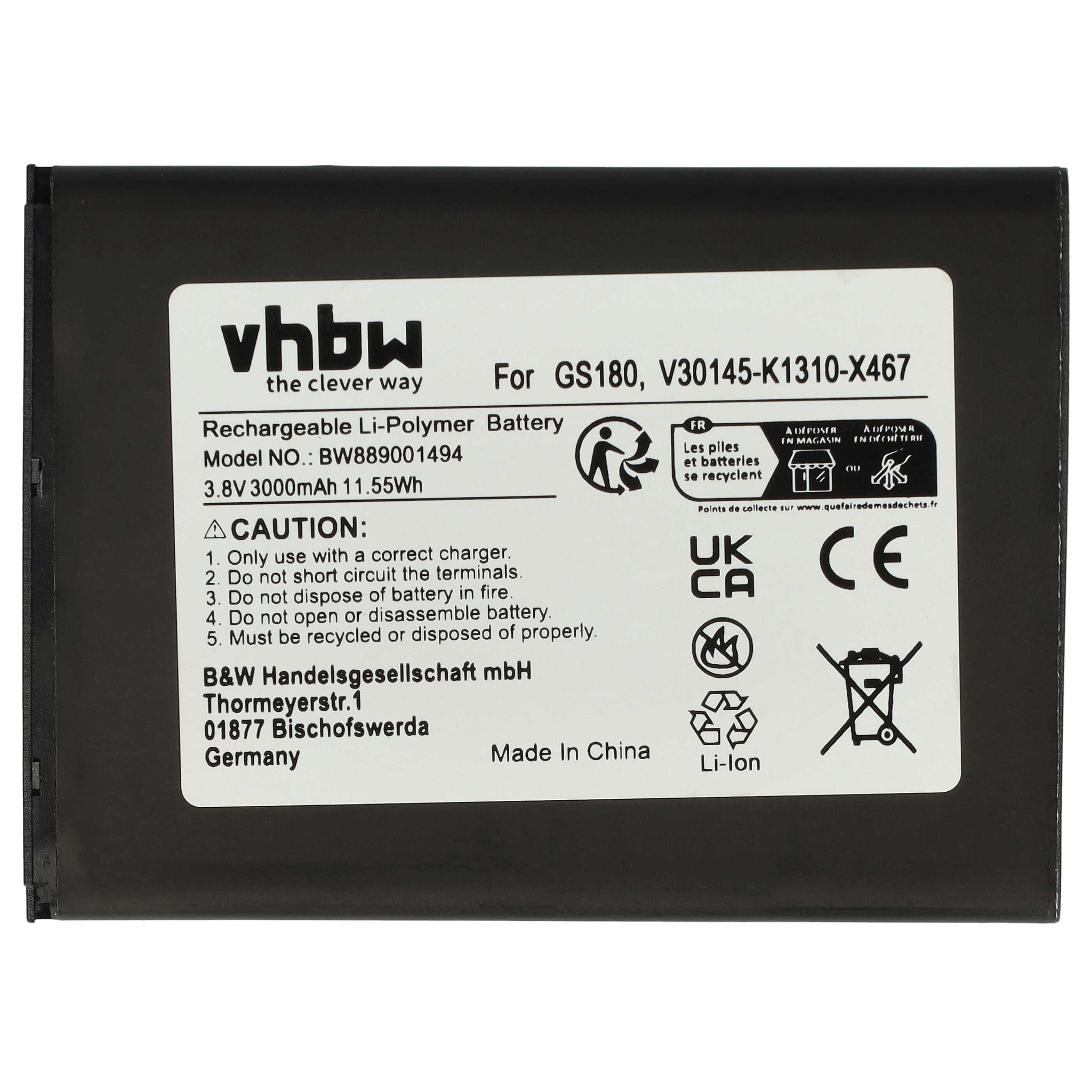 Batería reemplaza Gigaset V30145-K1310-X467 para (3000 mAh, 3,8 V, Li-Polímero)