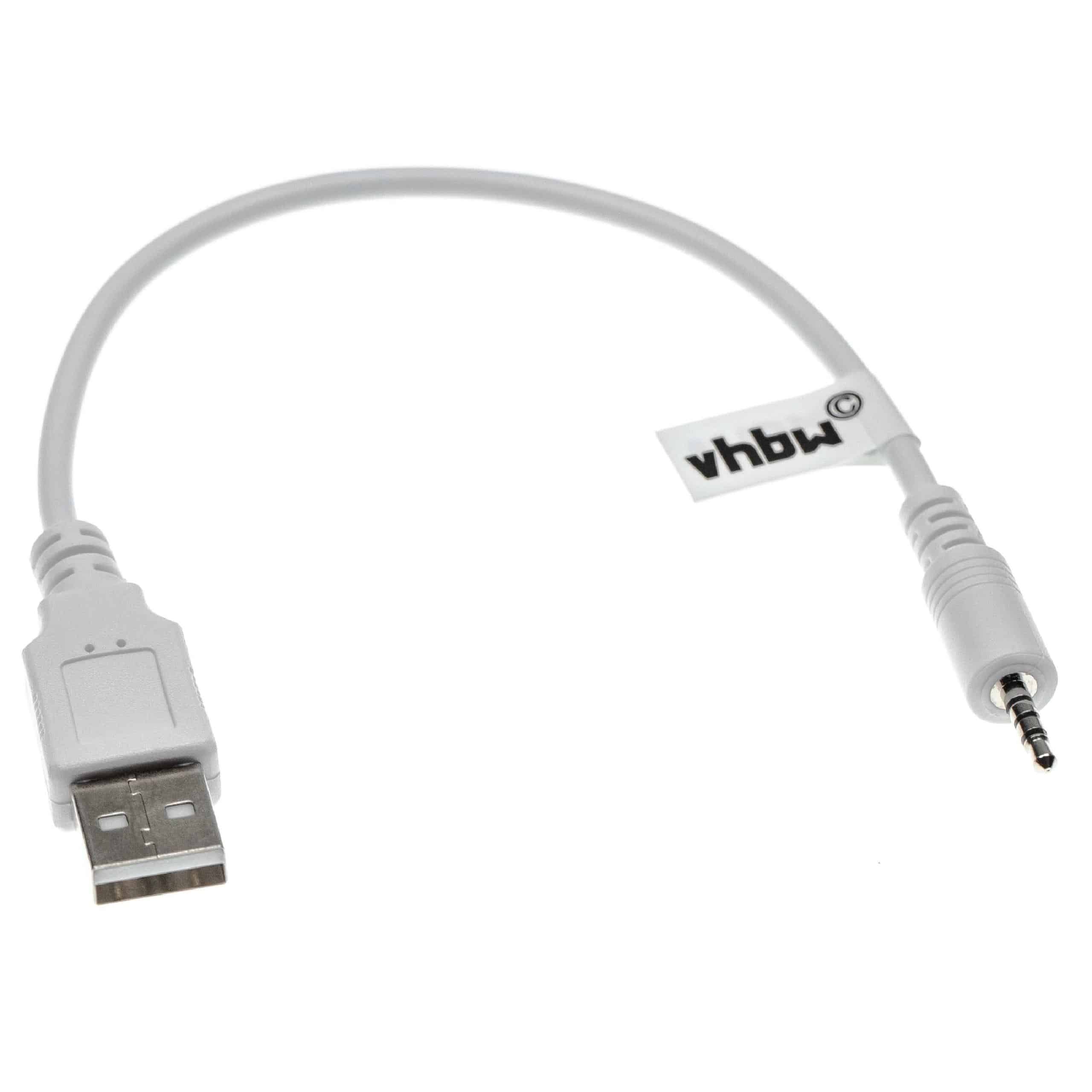Câble de charge USB vers fiche jack 2,5 mm pour casque stéréo AKG, JBL, Harman Kardon K495NC, blanc