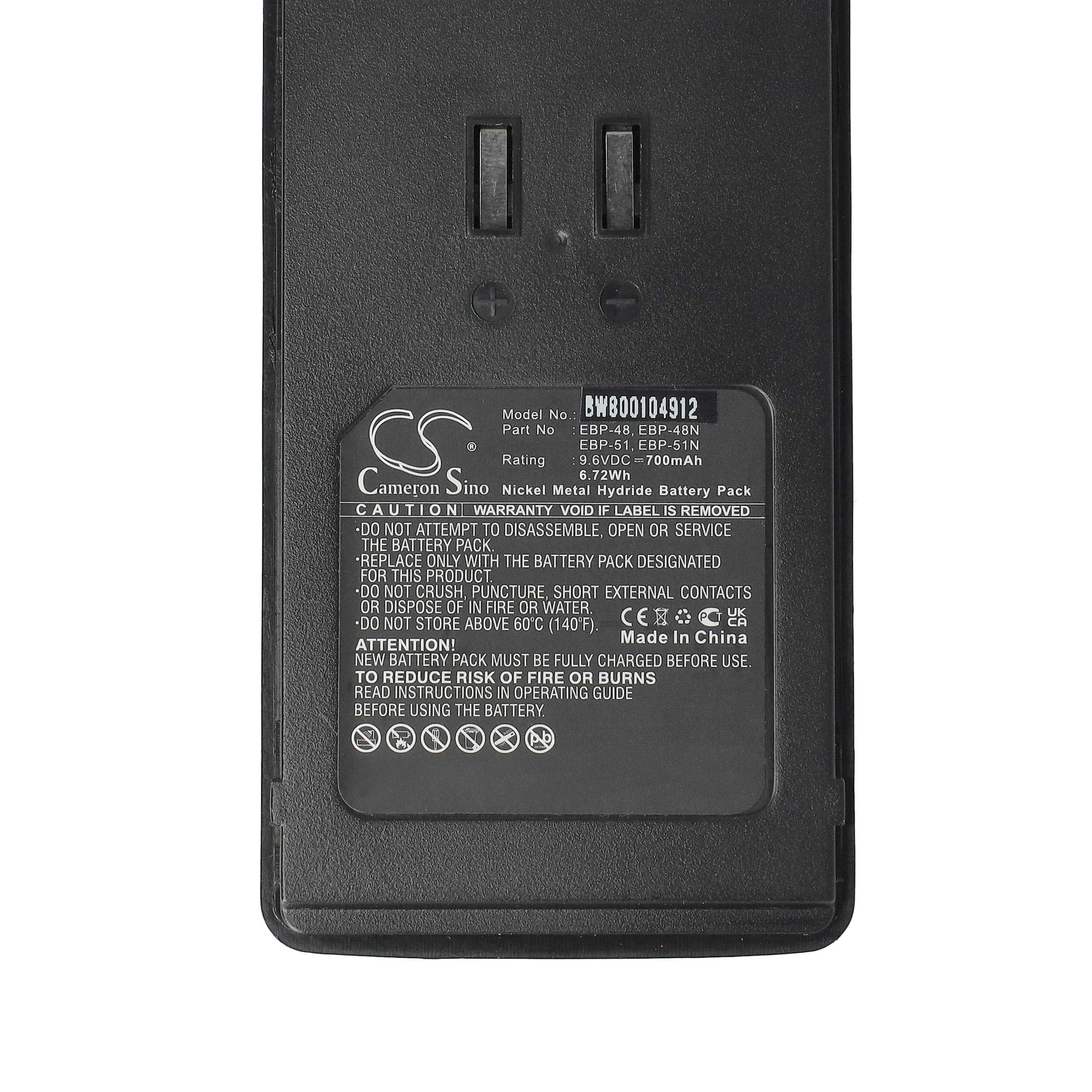 Radio 2x Battery replaces Alinco EBP-51N, EBP-48, EBP-48N, EBP-51 - 700 mAh 9.6 V NiMH