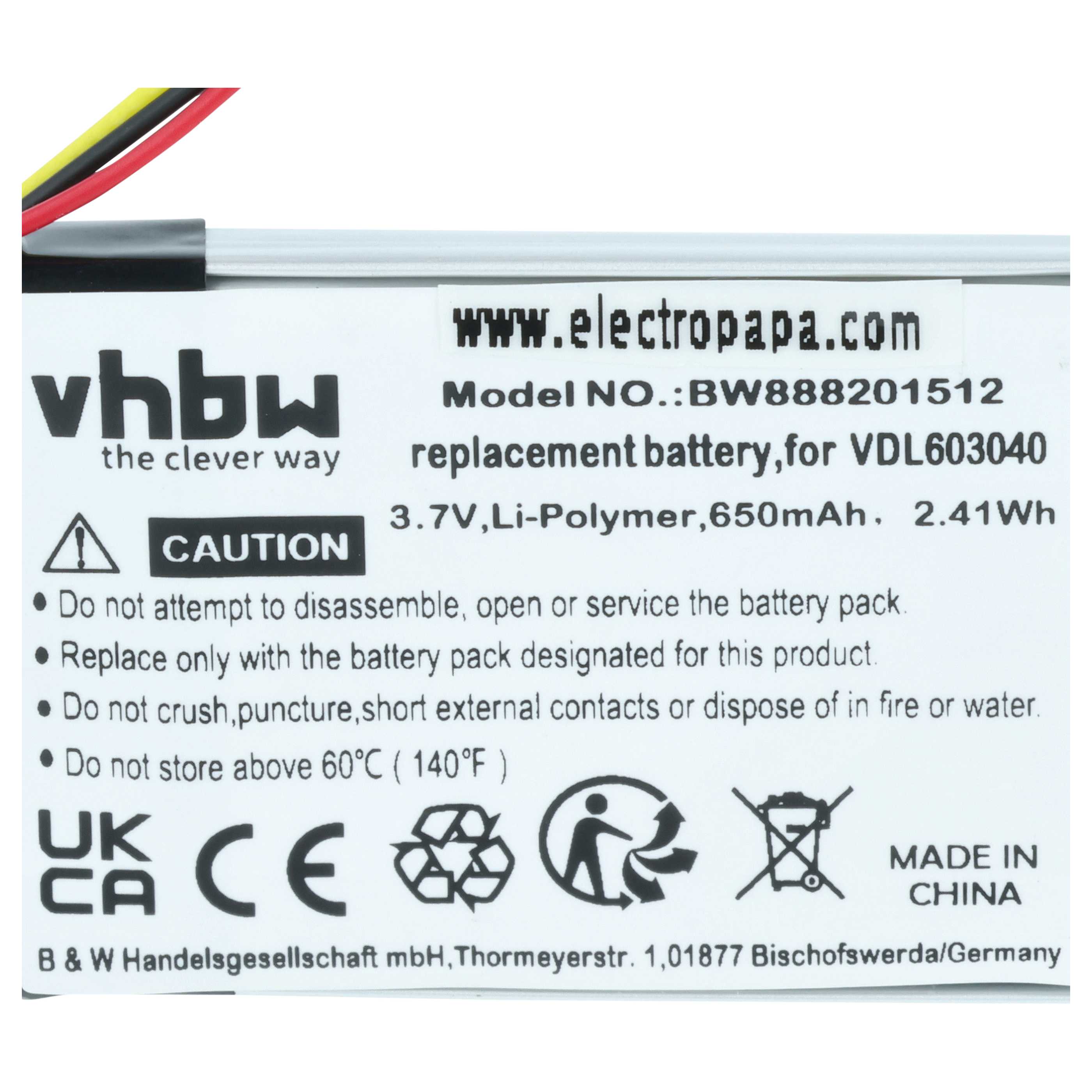 Akumulator do słuchawek bezprzewodowych zamiennik Marshall VDL603040 - 650 mAh 3,7 V LiPo