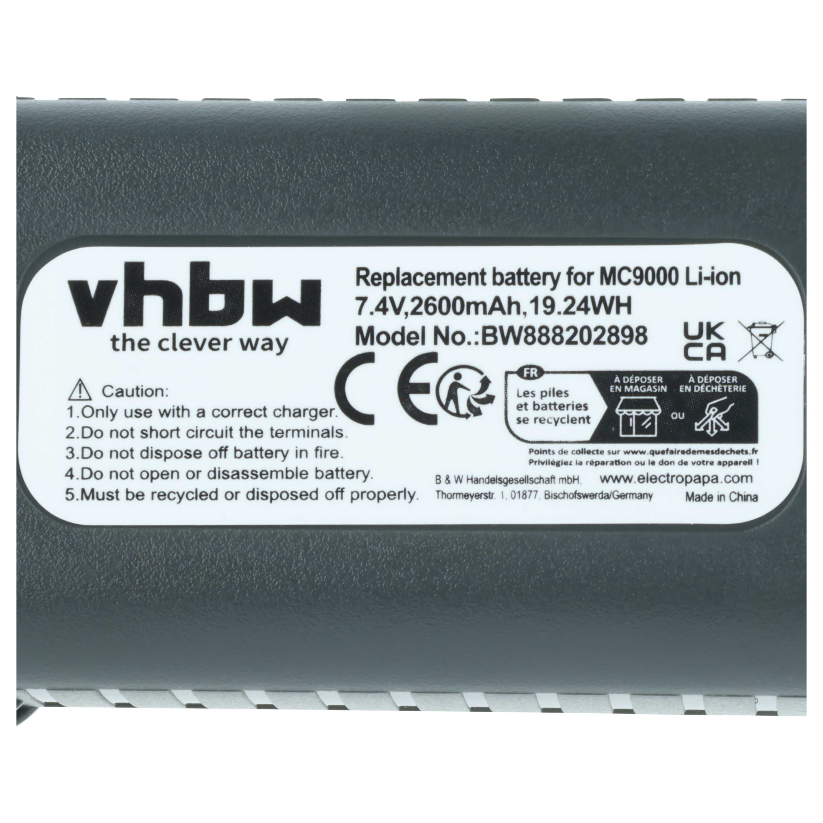 Handheld Computer 2x Battery replaces Symbol 21-65587-02, 21-65587-01, 21-61261-01 - 2600mAh, 7.4V