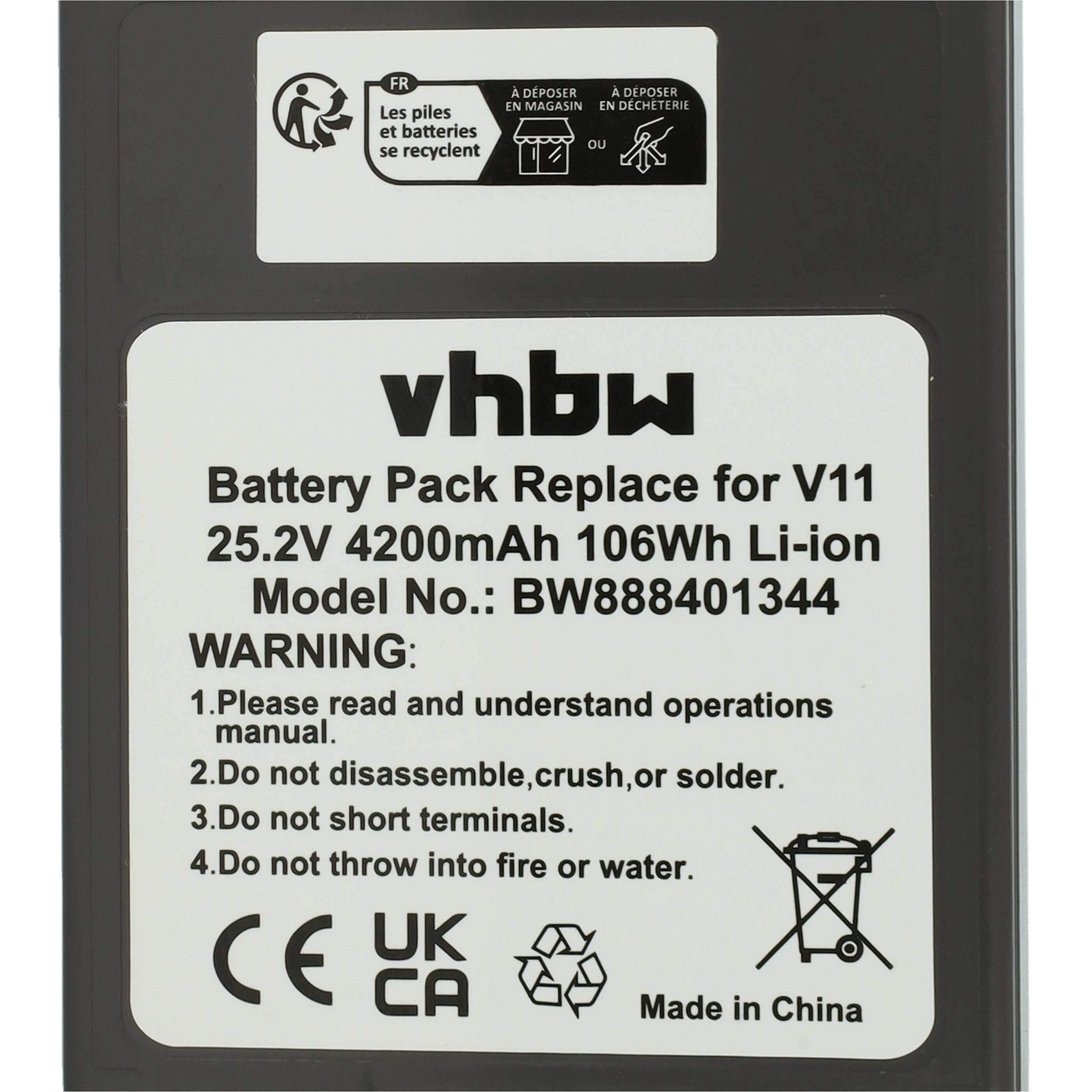 Batterie remplace Dyson 970425-01, 970938-01 pour aspirateur - 4200mAh 25,2V Li-ion