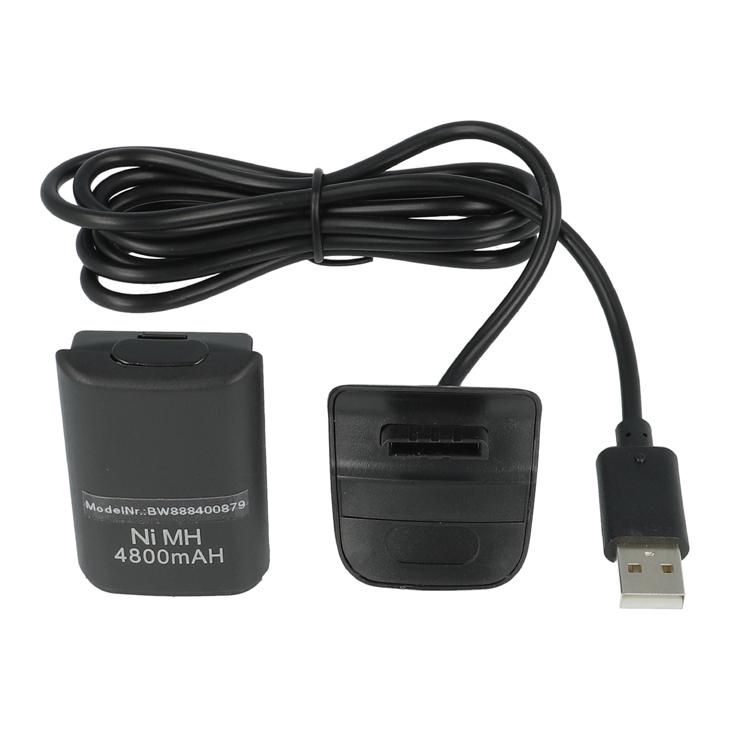 vhbw Play & Charge Kit - 1x battery, 1x charging cable Black
