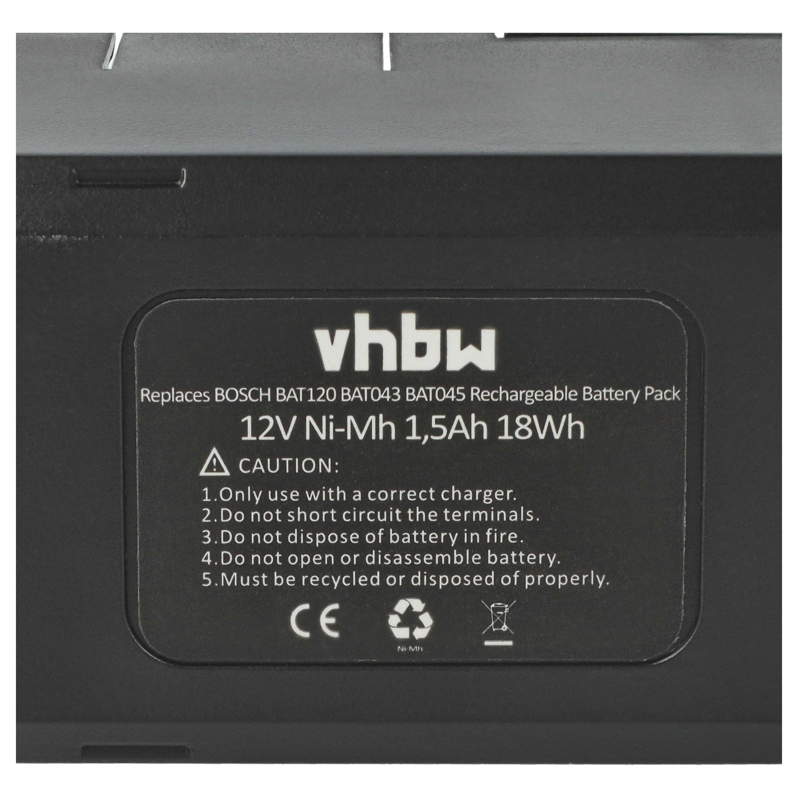 Batteria sostituisce Bosch 2 607 335 055, 2 607 335 054, 2 607 335 071 per attrezzo - 1,5Ah 12V NiMH