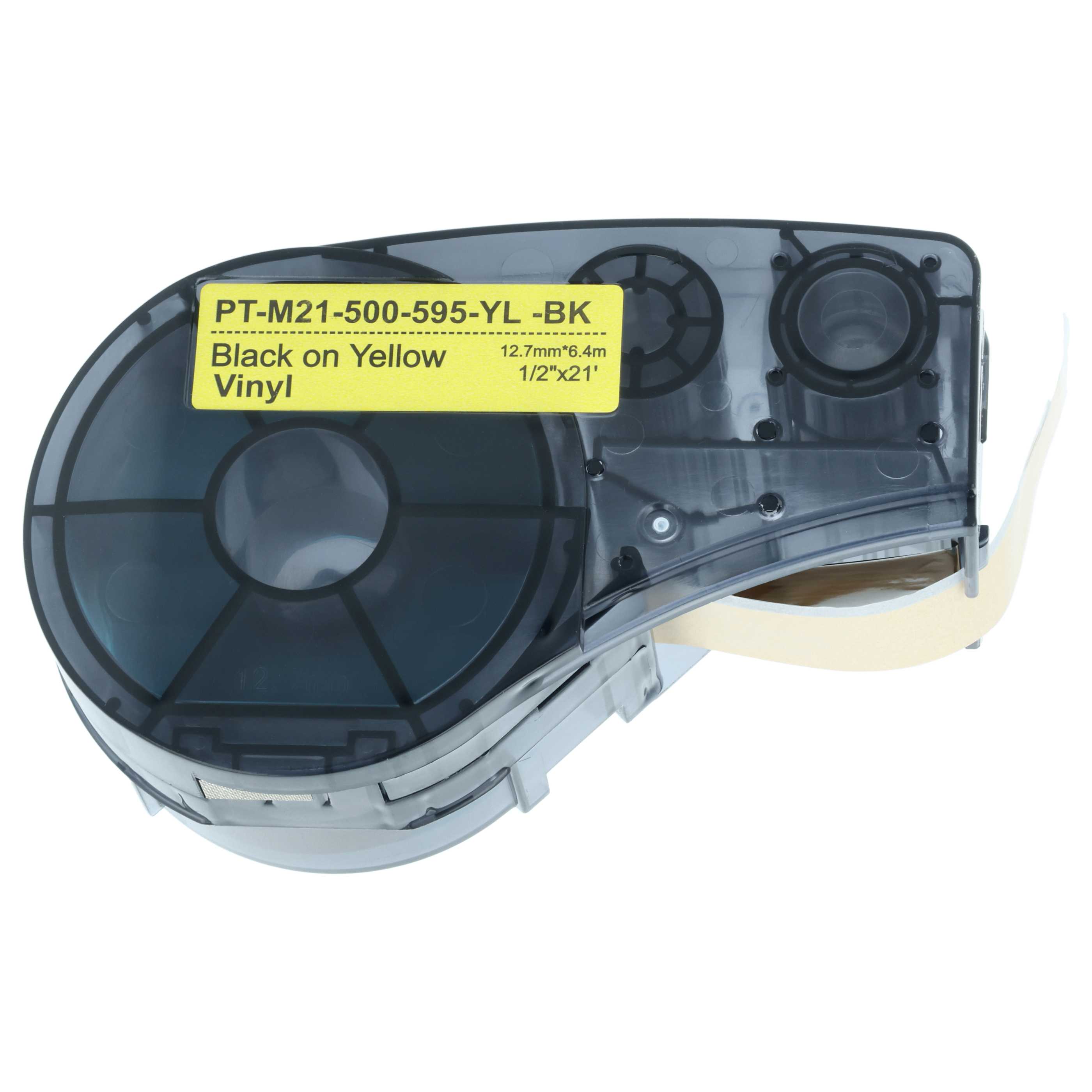 Cassetta nastro sostituisce Brady M21-500-595-YL per etichettatrice 12,7mm nero - giallo, vinile