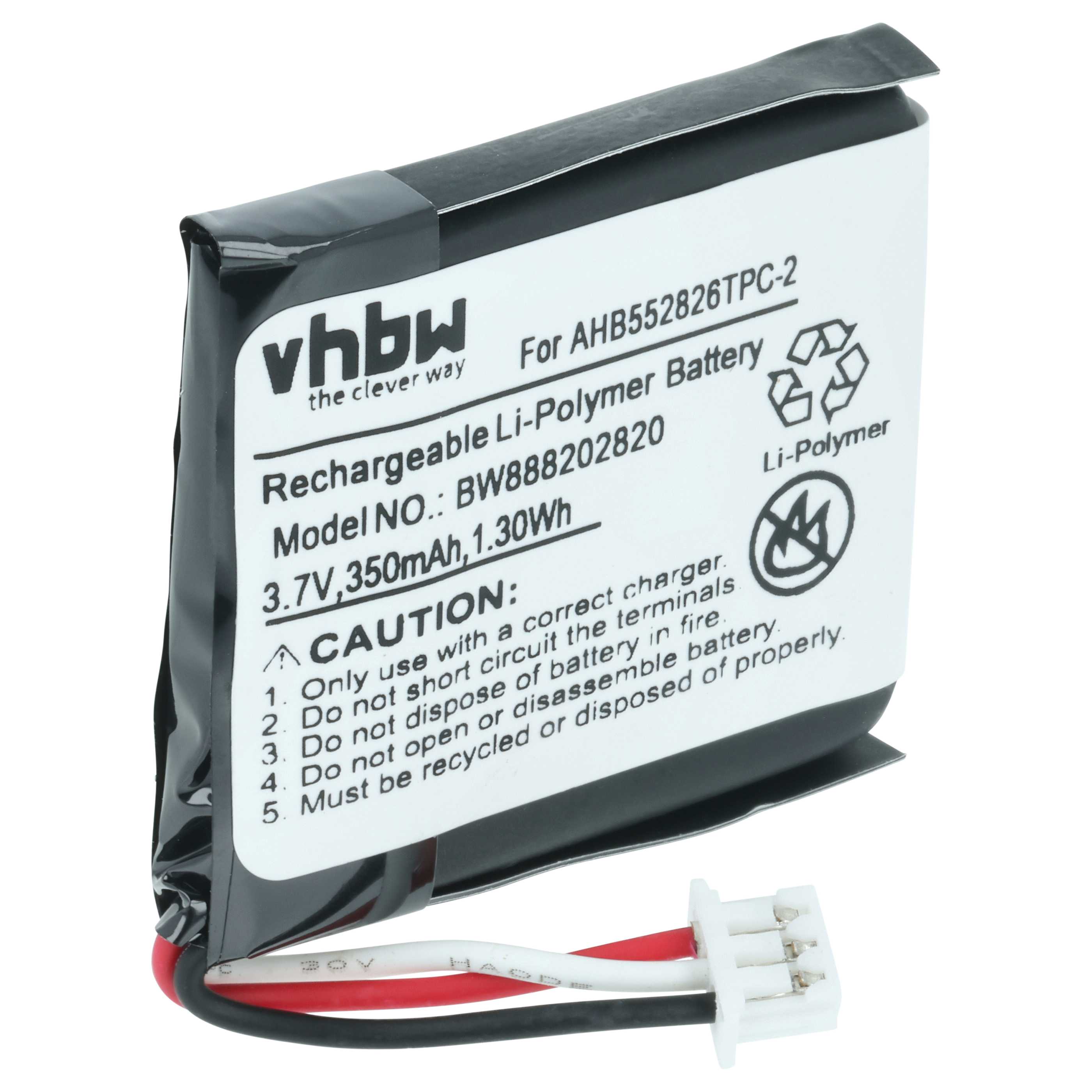 Batteria sostituisce Sennheiser AHB552826TPC per auricolari cuffie - 360mAh 3,7V Li-Poly