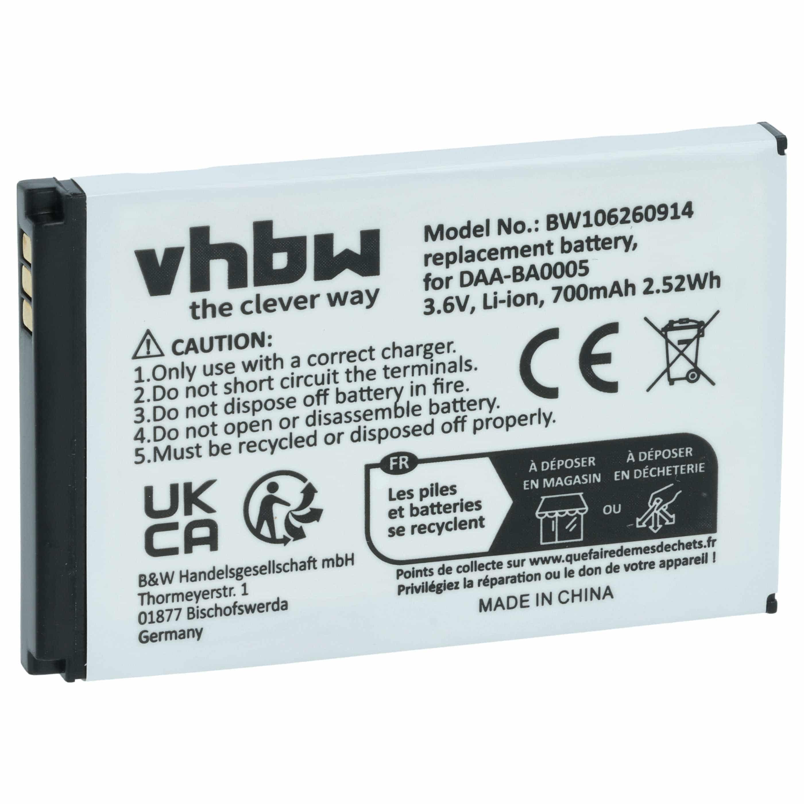 MP3-Player Battery for Creative - 700 mAh 3.7 V Li-polymer