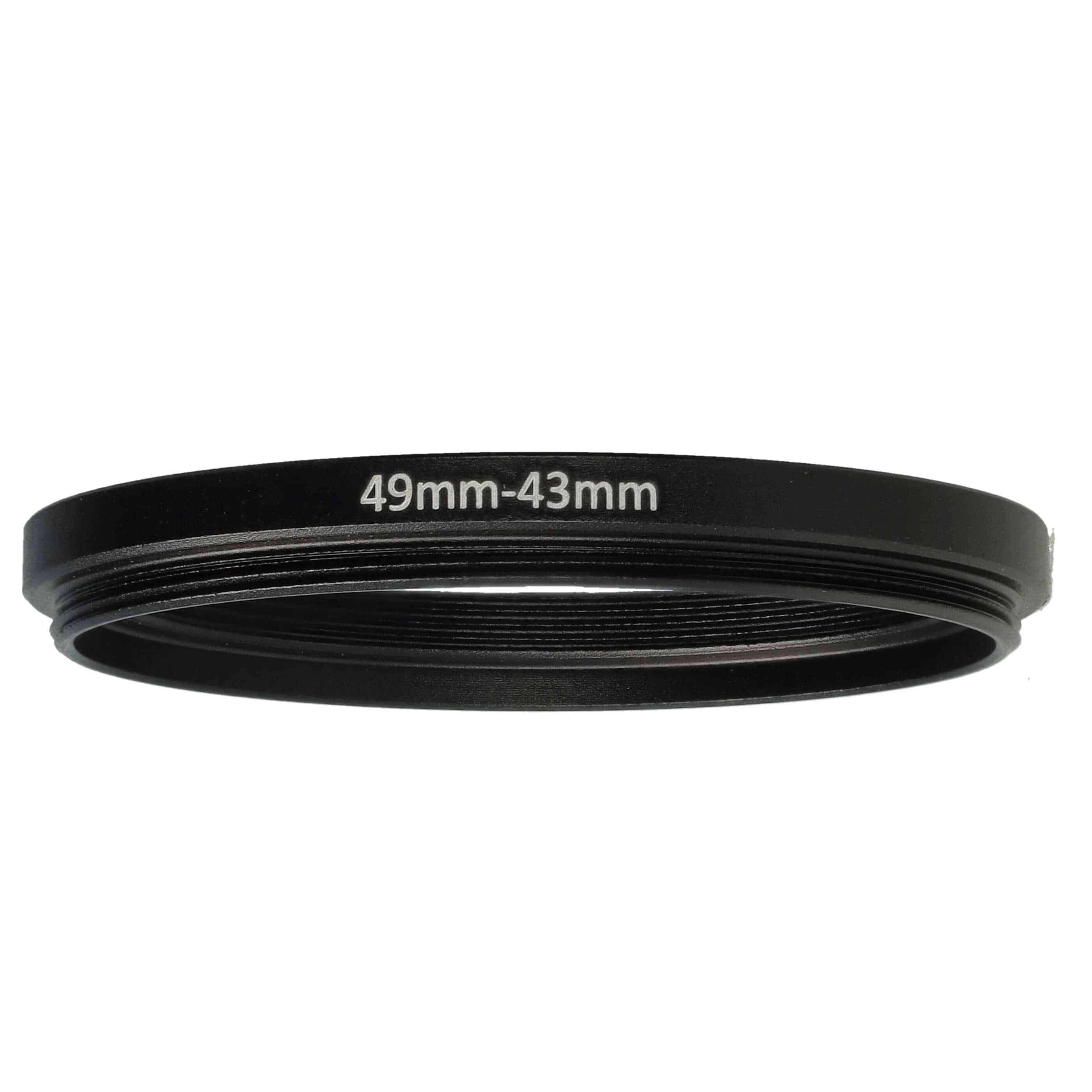 Step-Down-Ring Adapter von 49 mm auf 43 mm passend für Kamera Objektiv - Filteradapter, Metall, schwarz