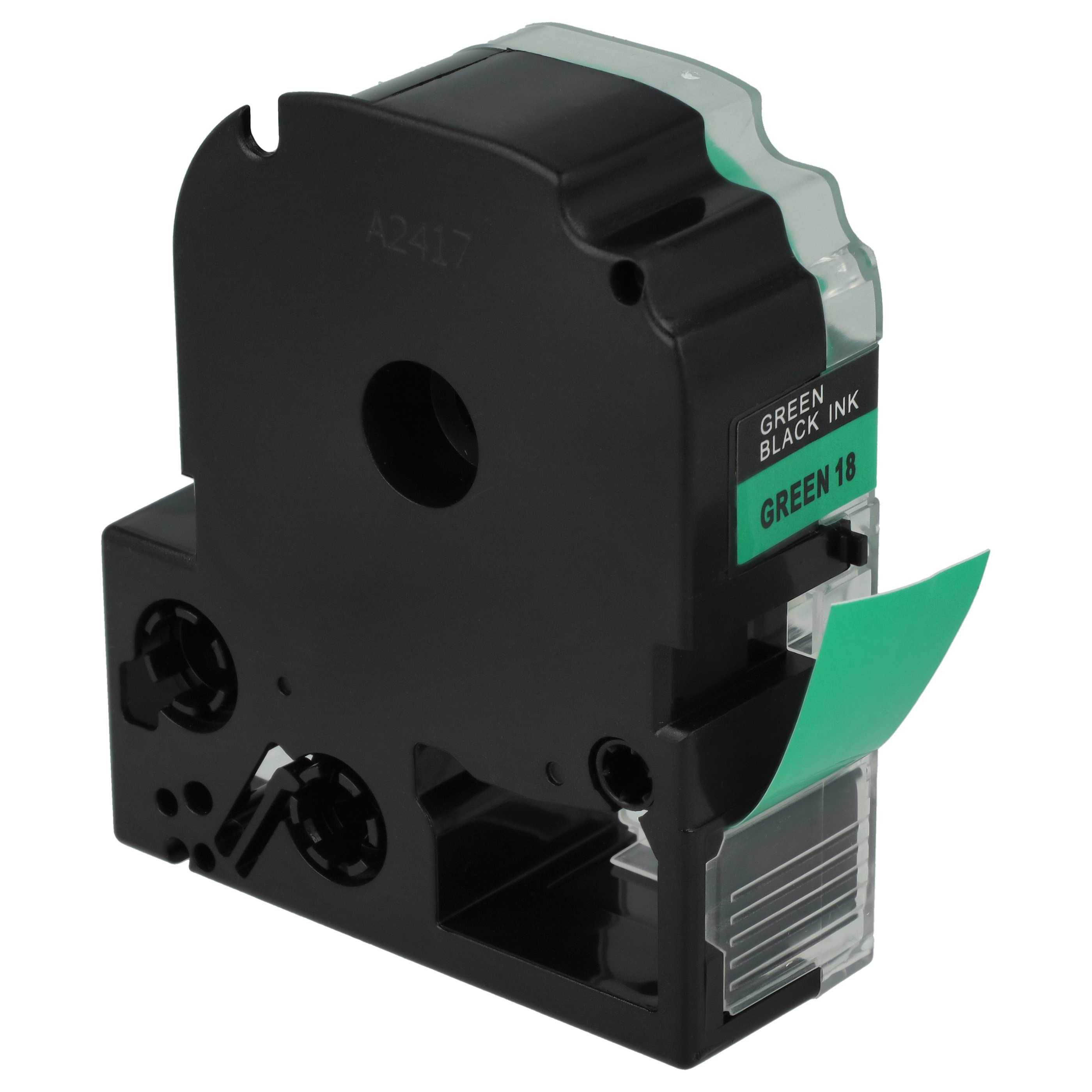 Label Tape replaces Epson LC-5GBP - 18 mm Black to Green