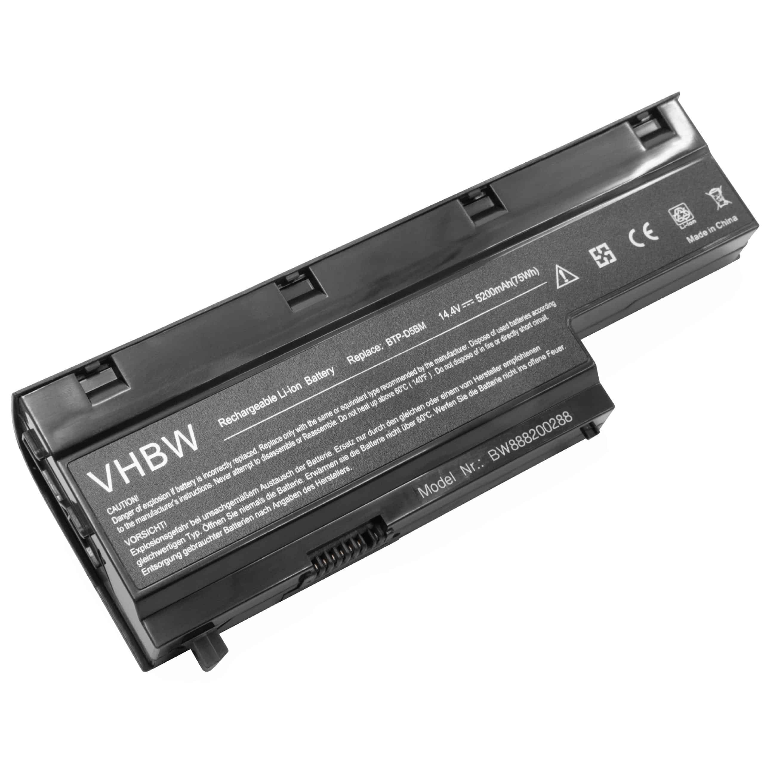Batería reemplaza Medion 40029778, 40029779, BTP-D4BM para notebook Medion - 5200 mAh 14,4 V Li-Ion negro