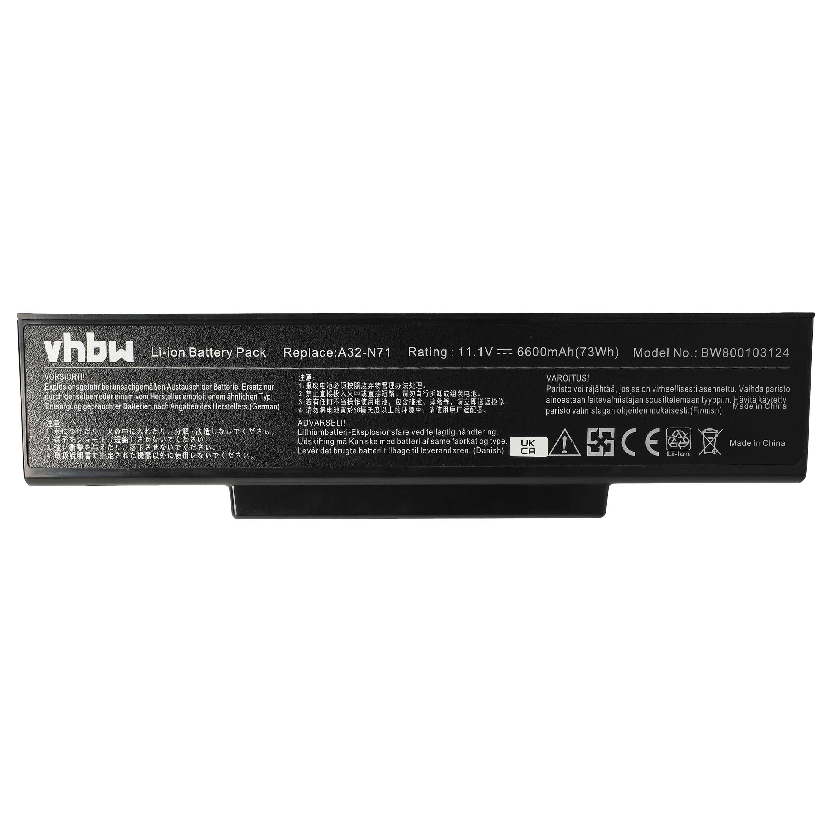 Akumulator do laptopa zamiennik Asus 70-NX01B1000Z, 70-NXH1B1000Z - 6600 mAh 11,1 V Li-Ion, czarny