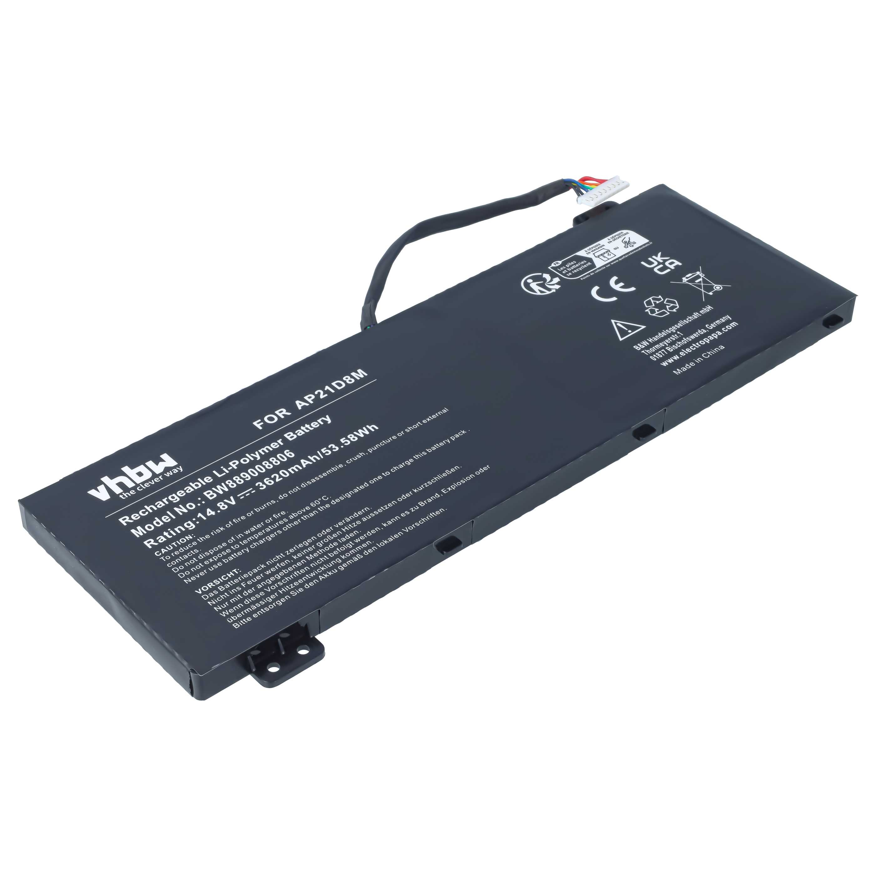 Notebook-Akku als Ersatz für Acer AP18D8M, 4ICP4/70/88, 4ICP4/69/90 für Acer - 3620mAh 14,8V Li-Polymer
