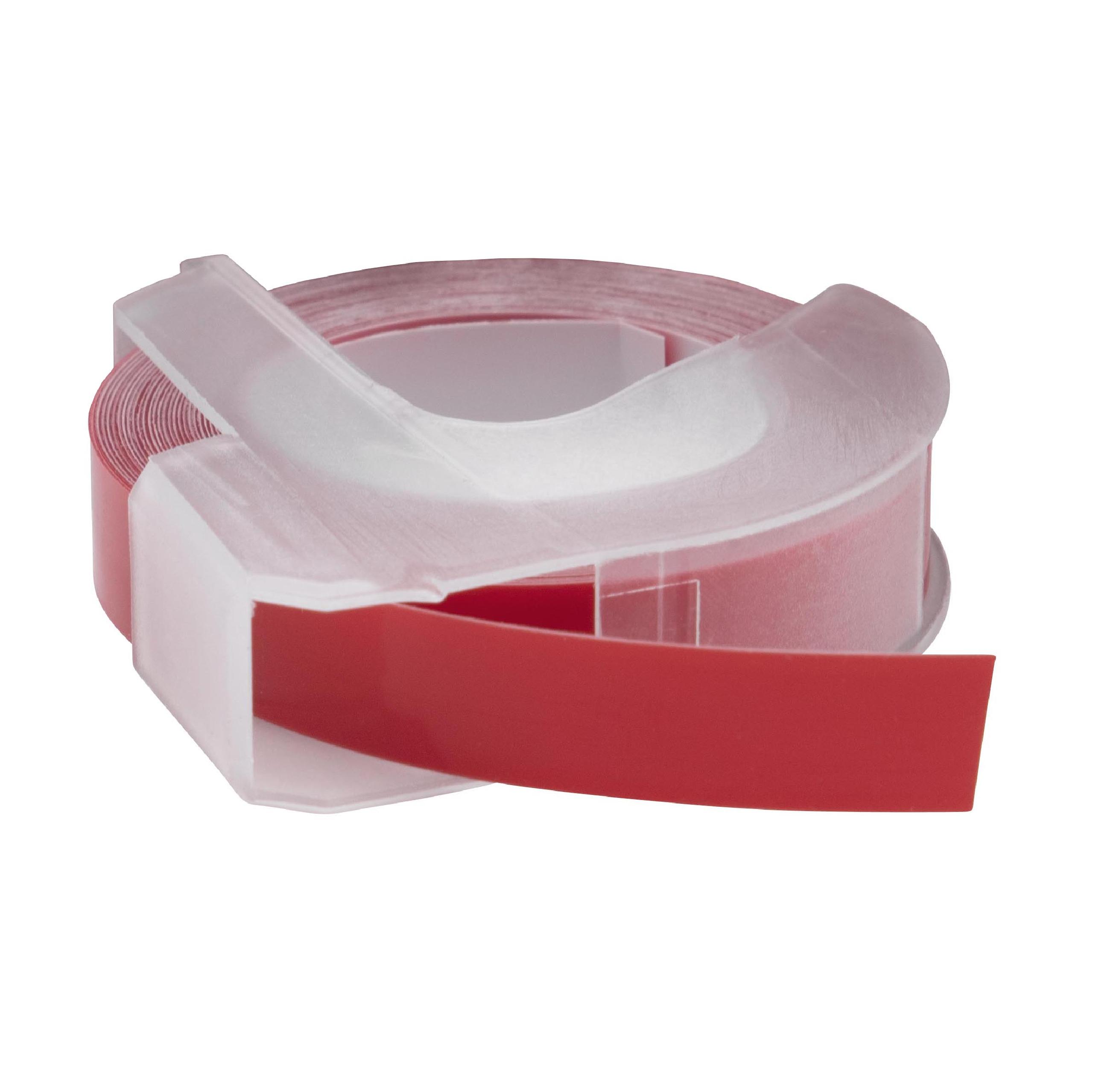 3D Embossing Label Tape as Replacement for Dymo 520102, S0898150 - 9 mm White to Red