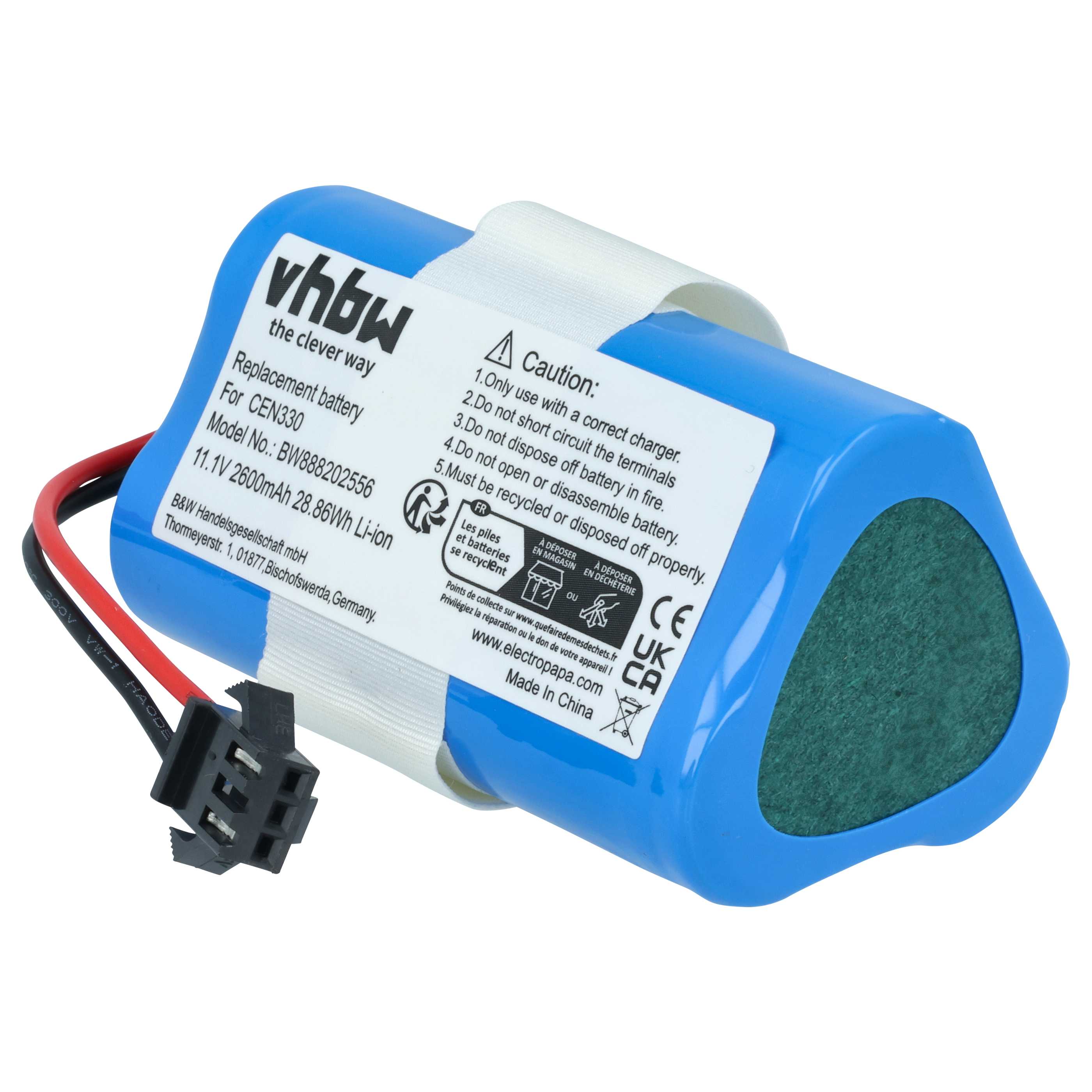 Battery suitable for Ecovacs CEN330, CR330, CR333 2600mAh, 10.8V, Li-Ion