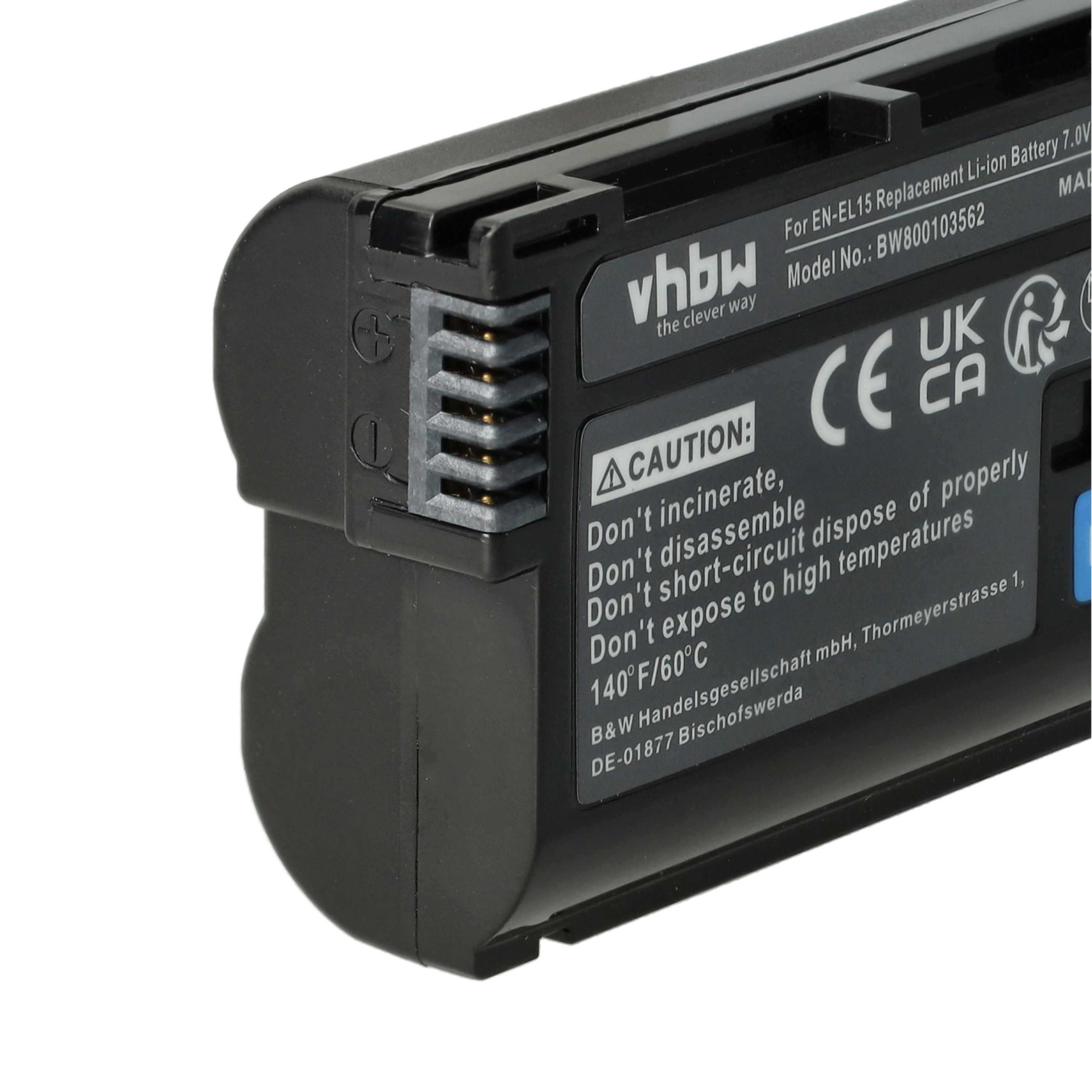 3x Battery replaces Nikon EN-EL15, EN-EL15b, EN-EL15A, EN-EL15c - 1400mAh, 7V, Li-Ion with Info Chip
