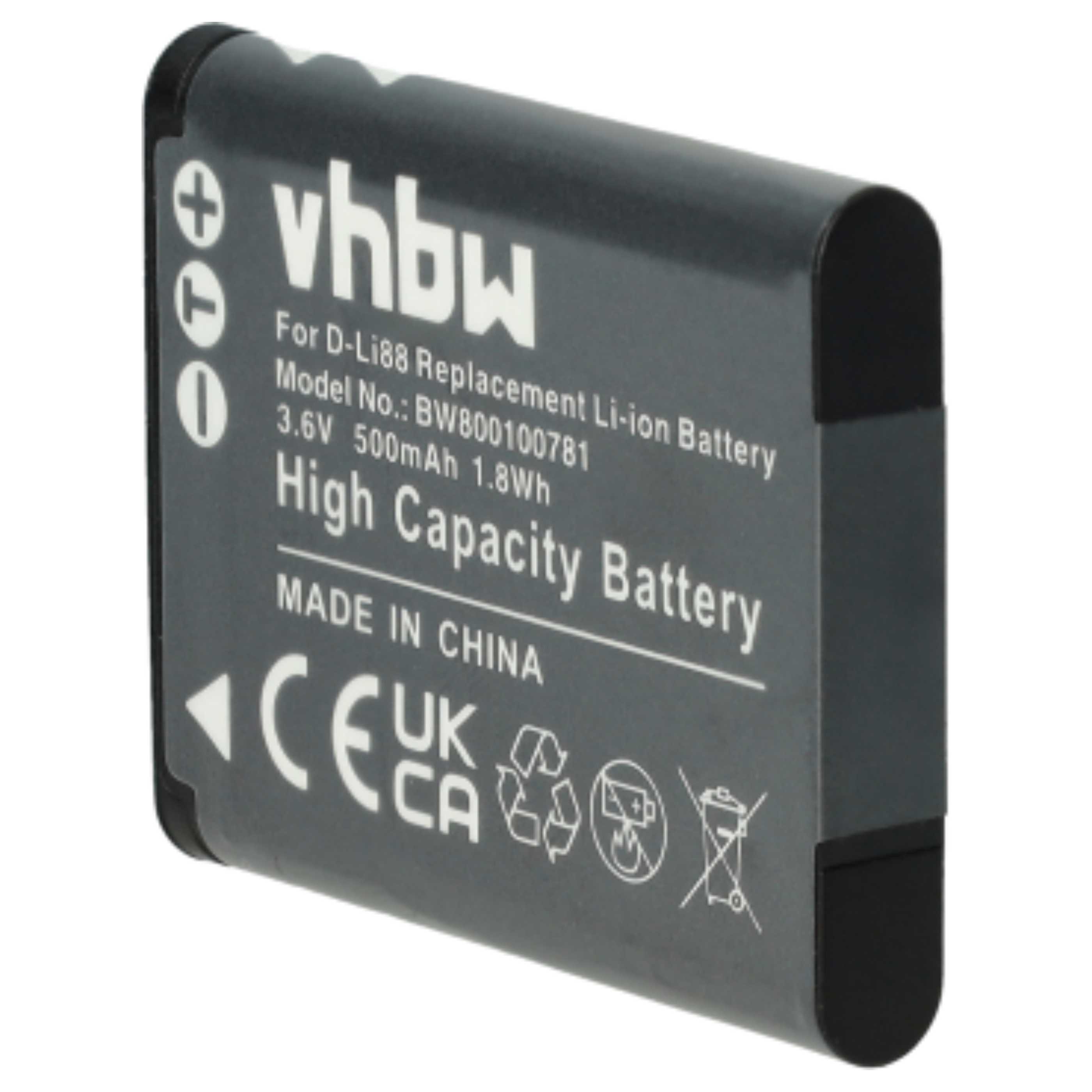 Battery Replacement for Panasonic VW-VBX070E, VW-VBX070 - 500mAh, 3.6V, Li-Ion