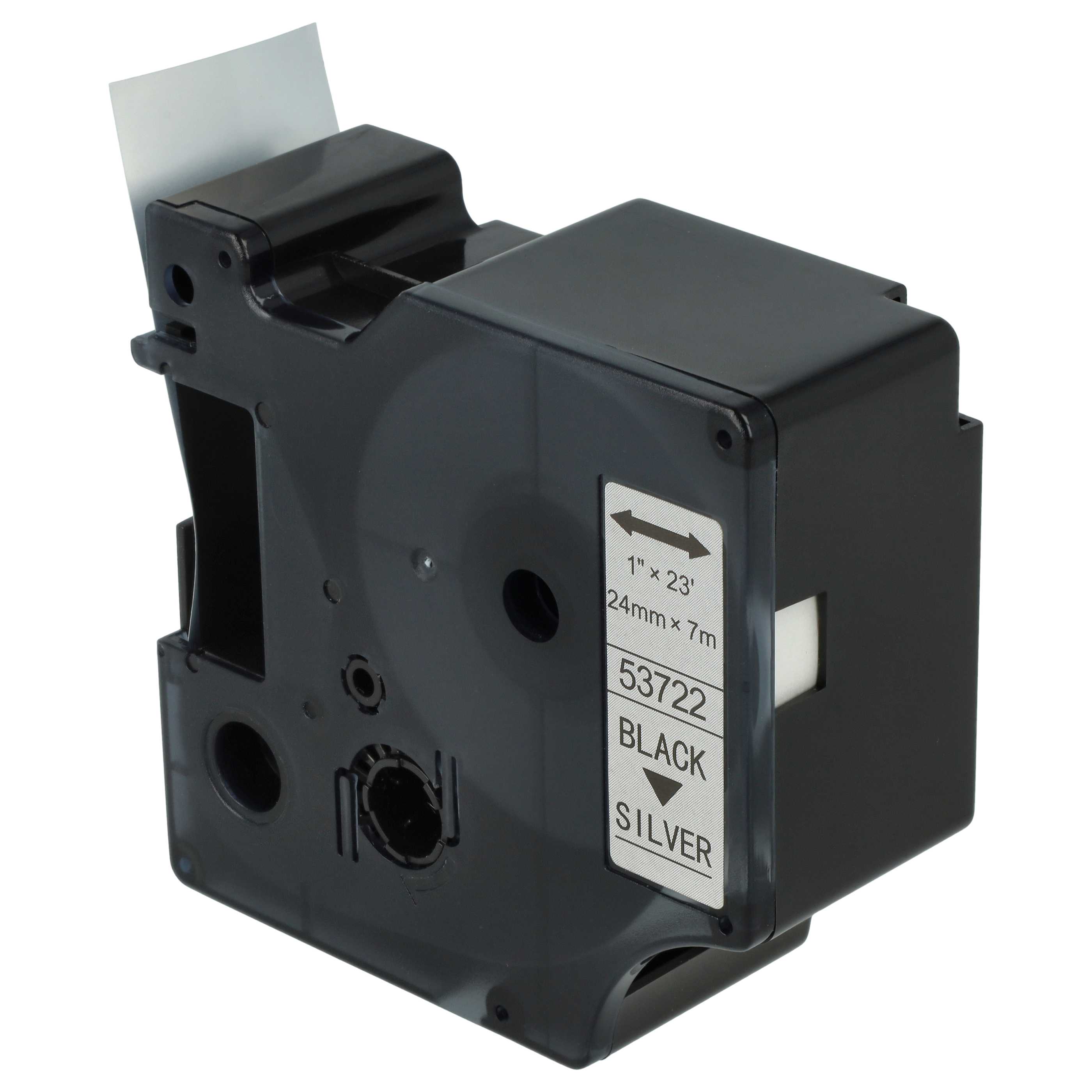 Label Tape replaces Dymo D1, 53722 - 24 mm Black to Silver