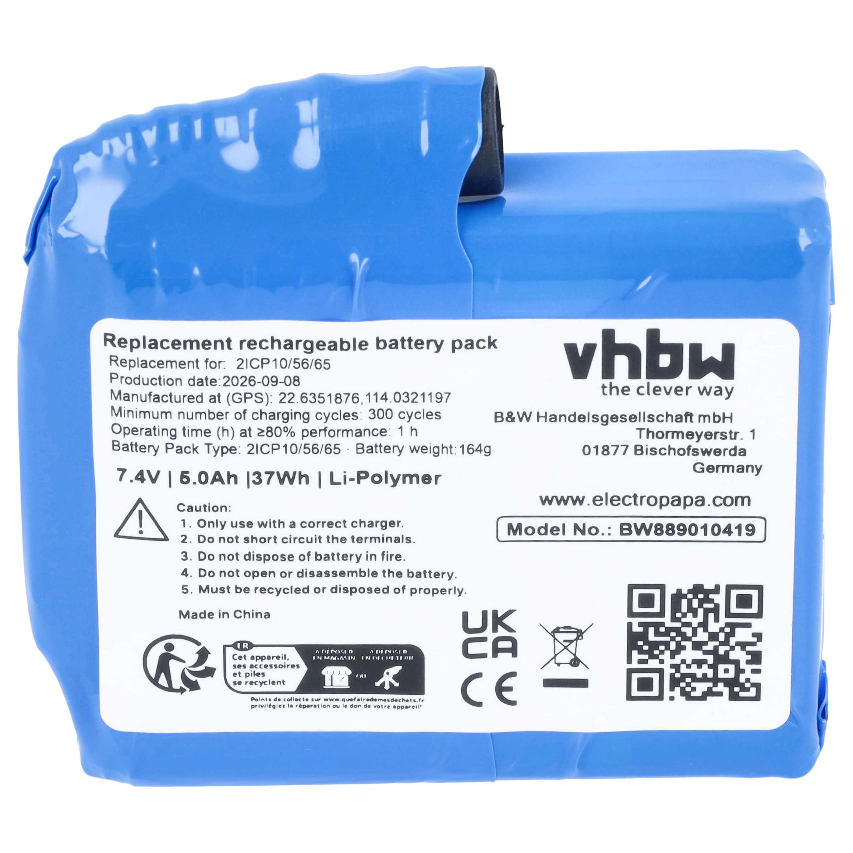 Heizkleidung-Akku (2 Stück) als Ersatz für SWB01 für Barchi - 5000mAh 7,4V Li-Polymer