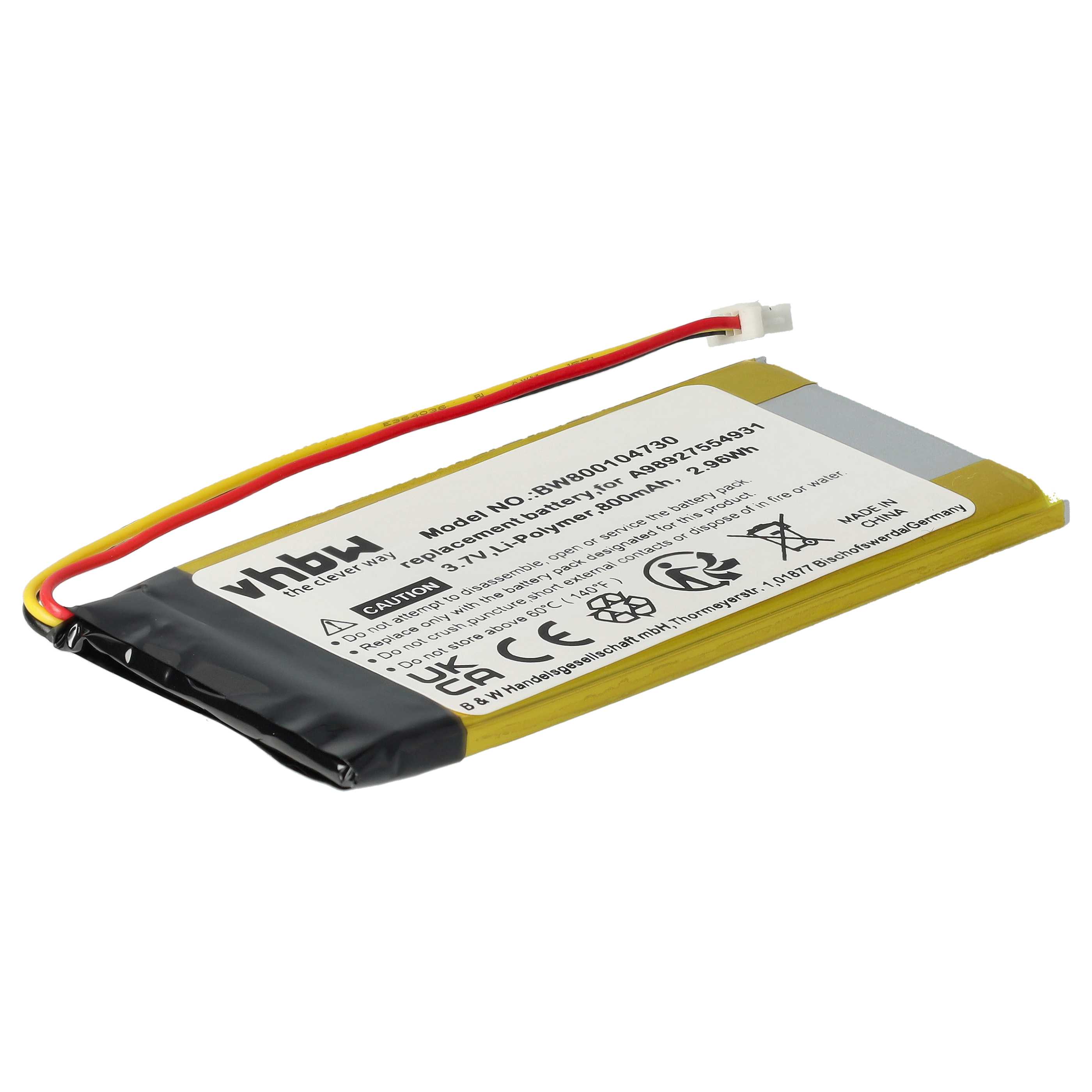 E-Book Battery Replacement for Sony A98927554931, A98941654402 - 800 mAh 3.7 V Li-polymer
