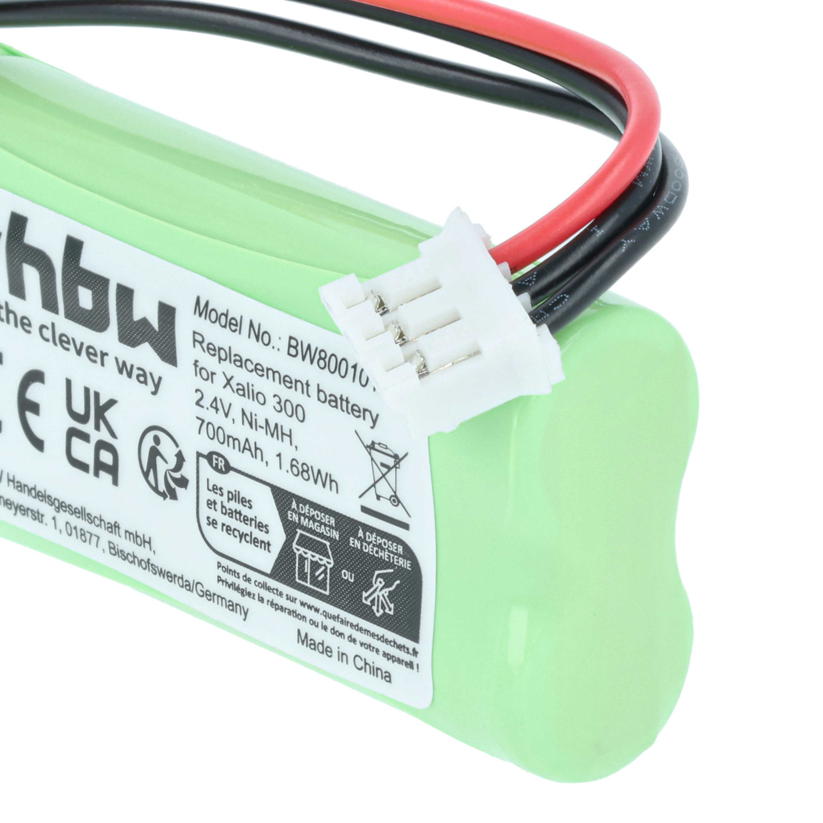 Batterie remplace Philips 60AAAH2BMX, 2HR-AAAU, H-AAA500X2 pour téléphone Philips - 700mAh 2,4V NiMH
