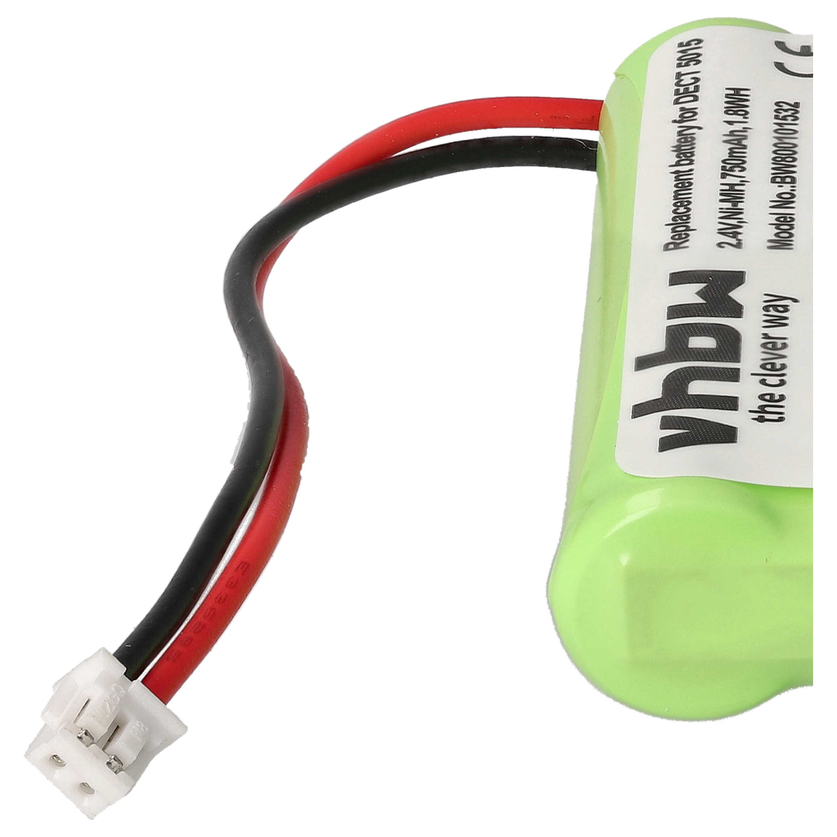 Batterie remplace Audioline 08C/CP18NM, BC101276 pour téléphone Audioline - 750mAh 2,4V NiMH
