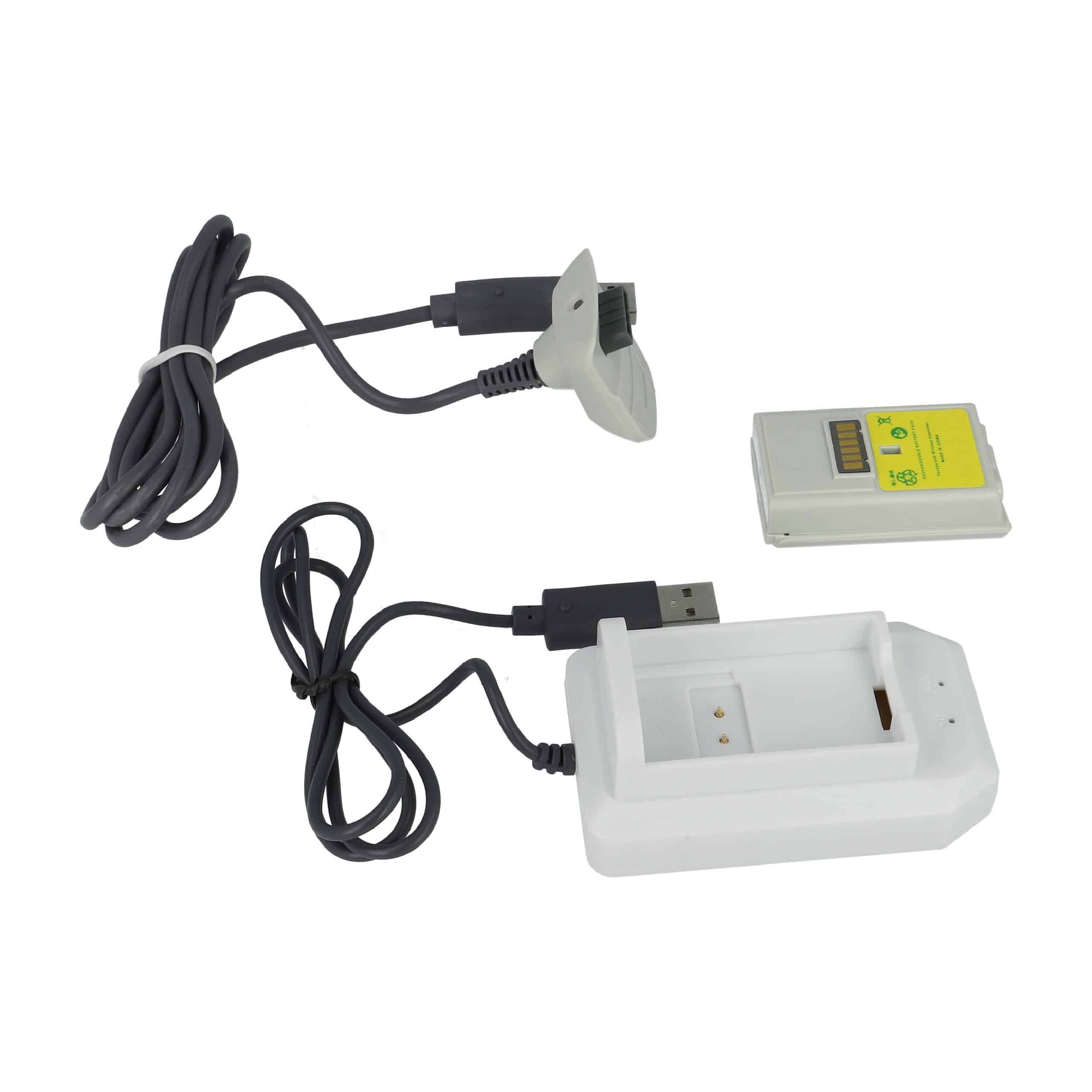 Zestaw Play&Charge Kit Microsoft Xbox 360 - 1x ładowarka, 1x przewód zasilający, 1x akumulator, czarny / biały