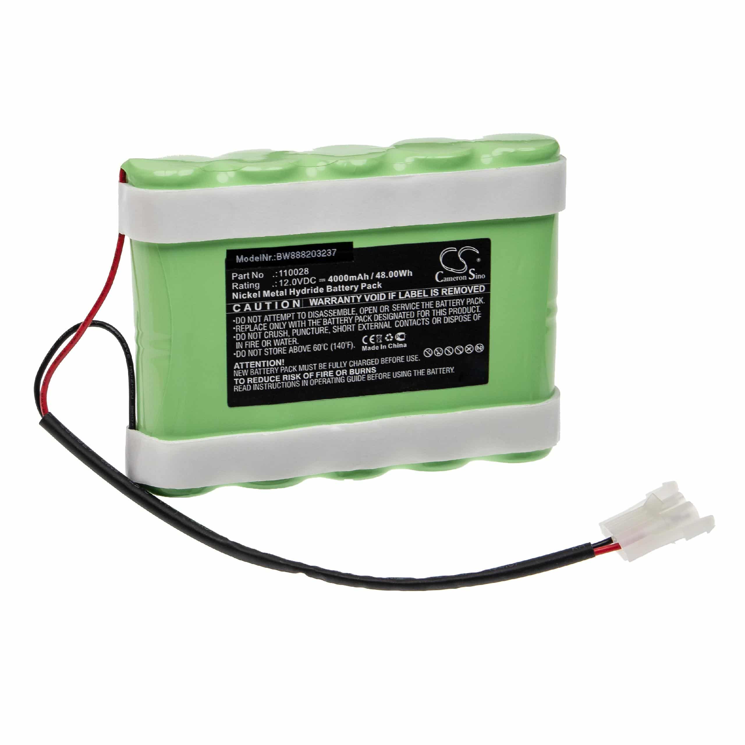 Batterie remplace Hellige 110028 pour appareil médical - 4000mAh 12V NiMH