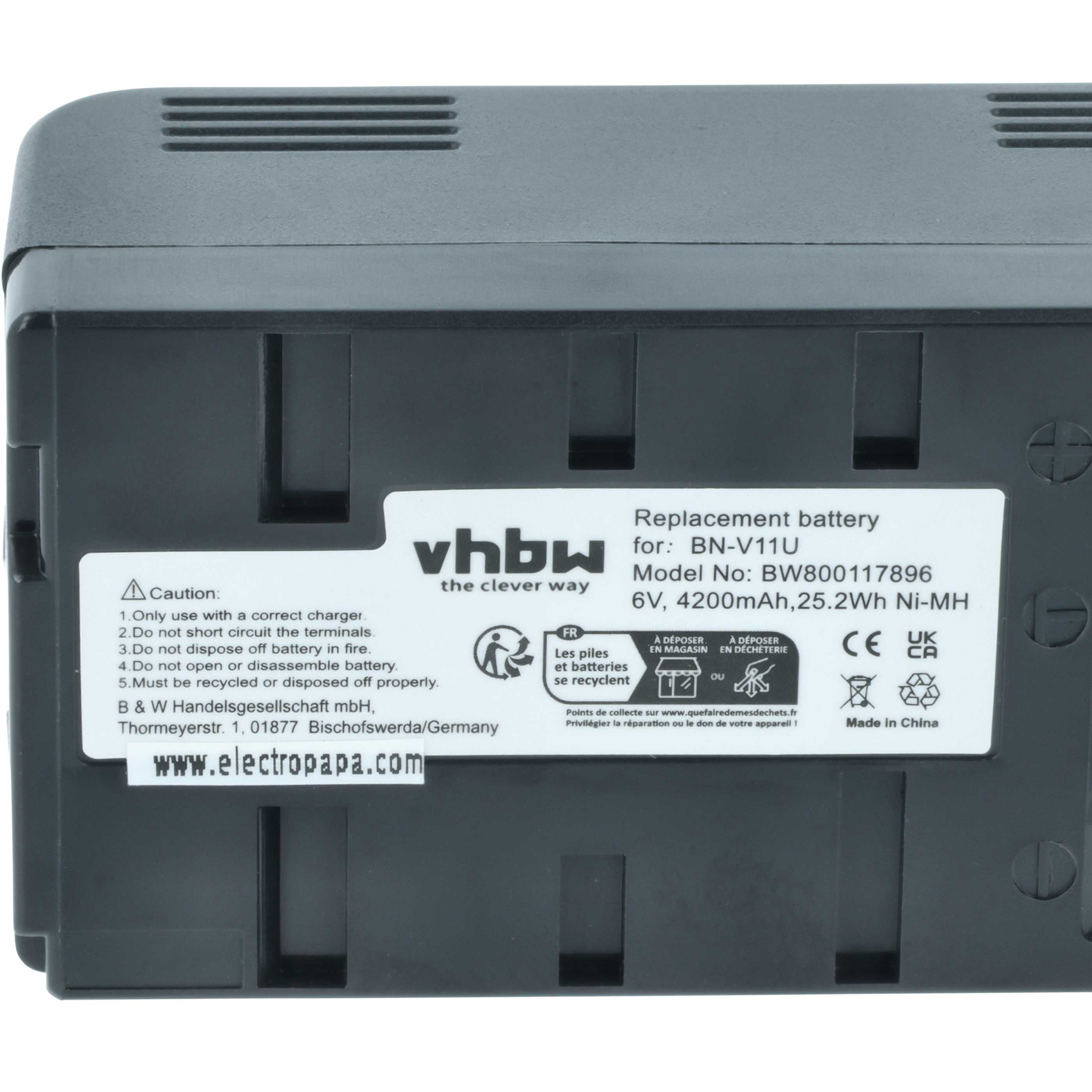 2x Battery replaces JVC BN-V22U, BN-V20, BN-V25, BN-V24U, BN-V22, BN-V20US, BN-V20U - 4200mAh, 6V, NiMH