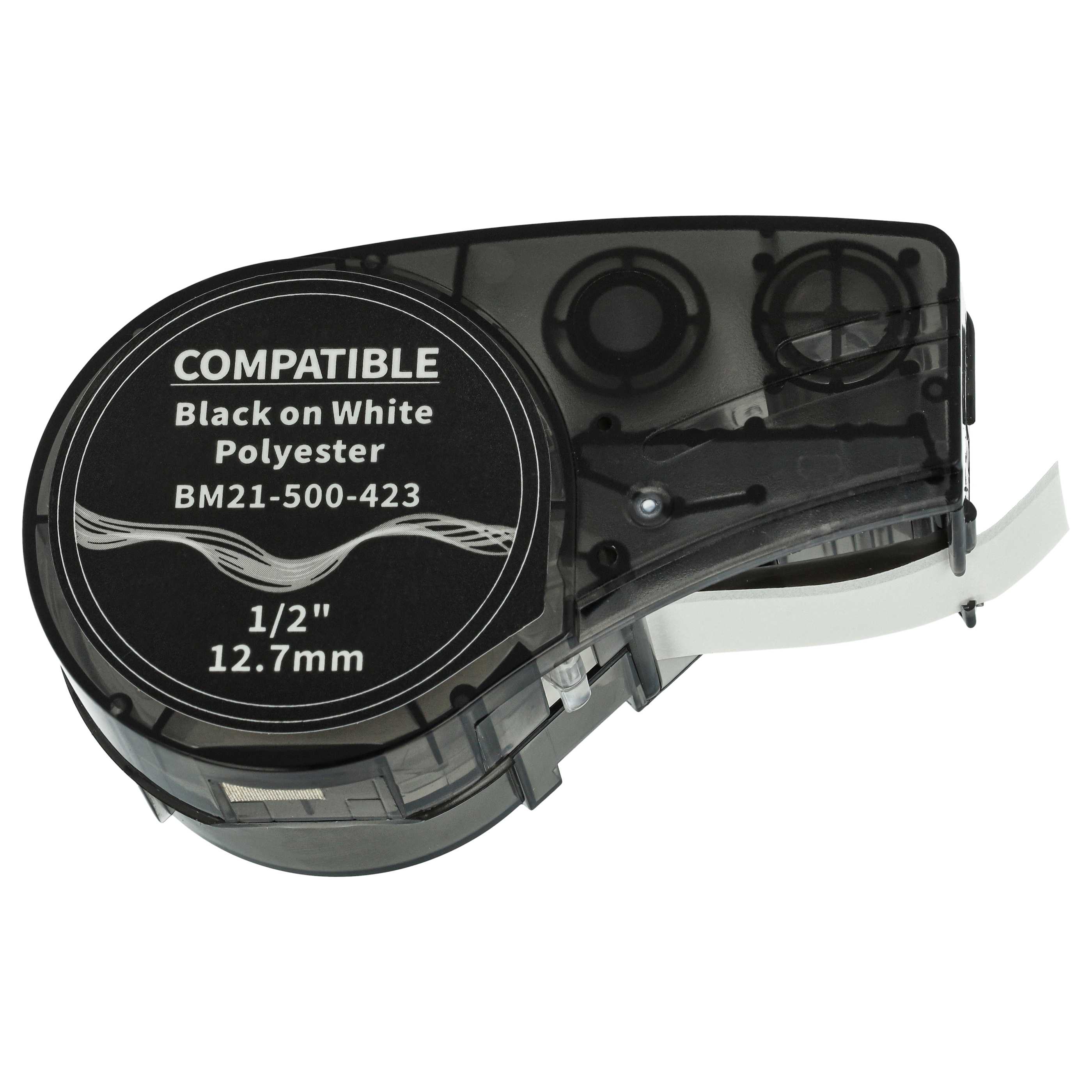 5x Schriftband als Ersatz für Brady M21-500-423 12,7mm Schwarz auf Weiß, Polyester