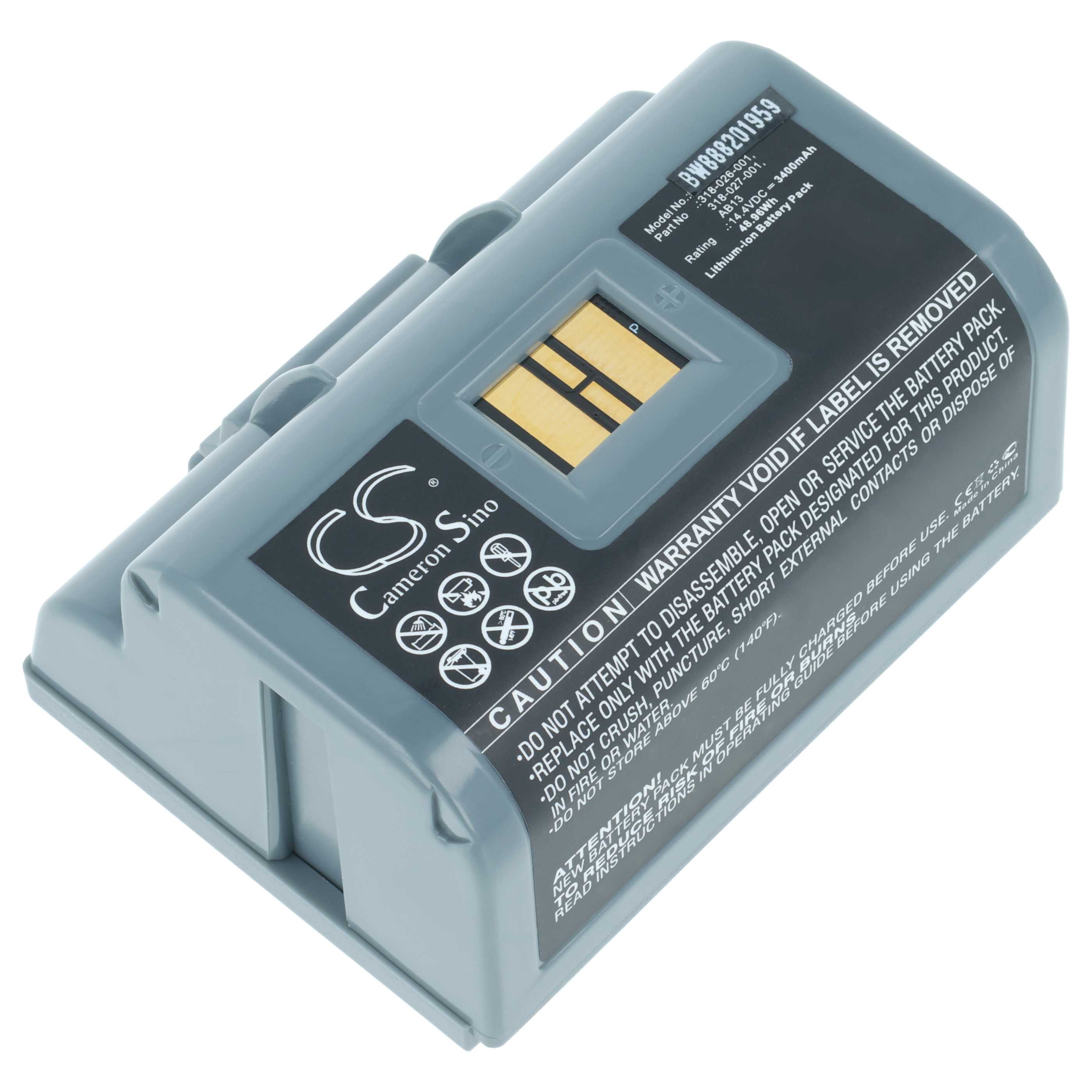 Batteria sostituisce Intermec 318-026-001, 318-026-003, 318-026-004 per stampante - 3400mAh 14,4V Li-Ion