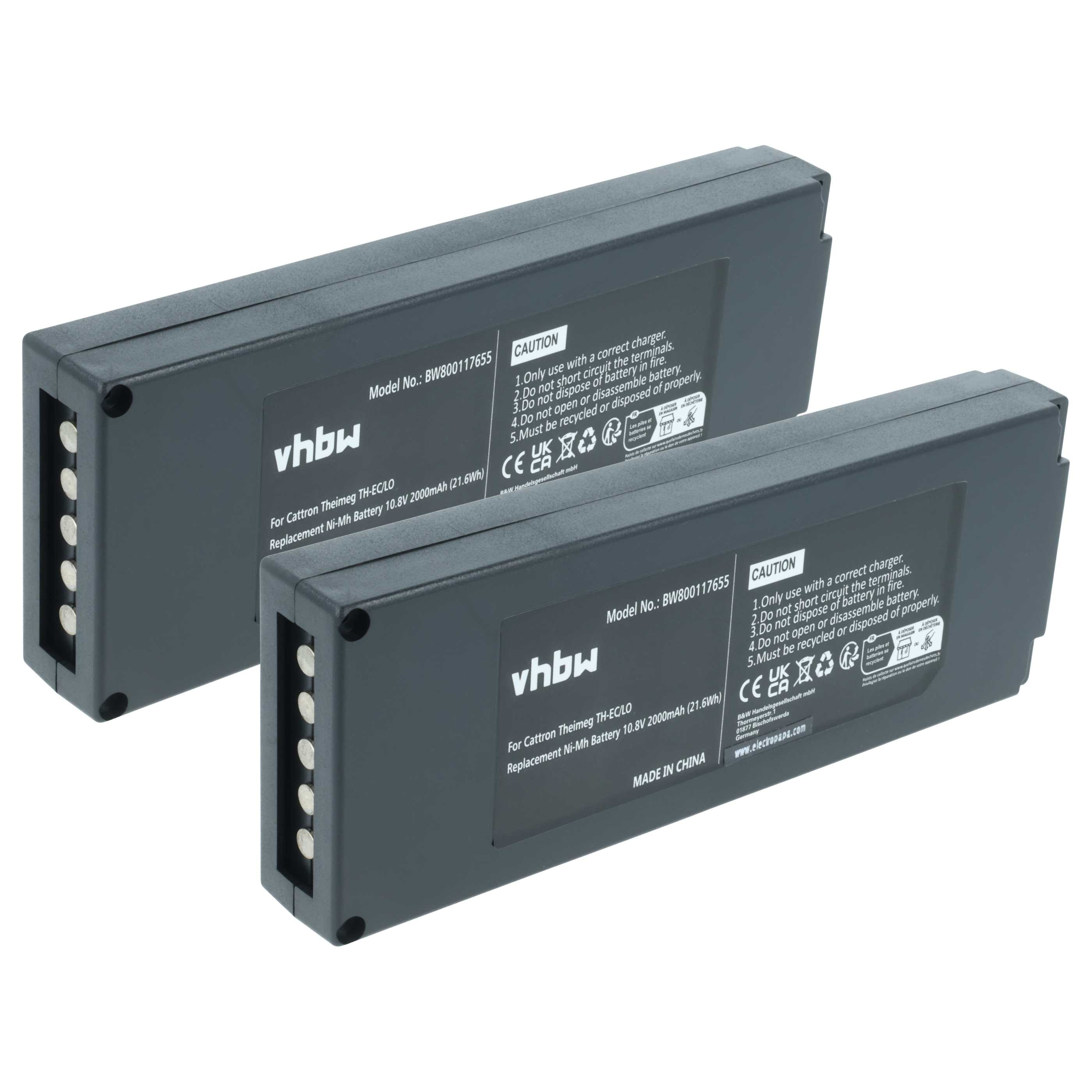 Remote Control 2x Battery replaces Cattron Theimeg BT081-00053, B5018-00061 - 2000 mAh 10.8 V NiMH