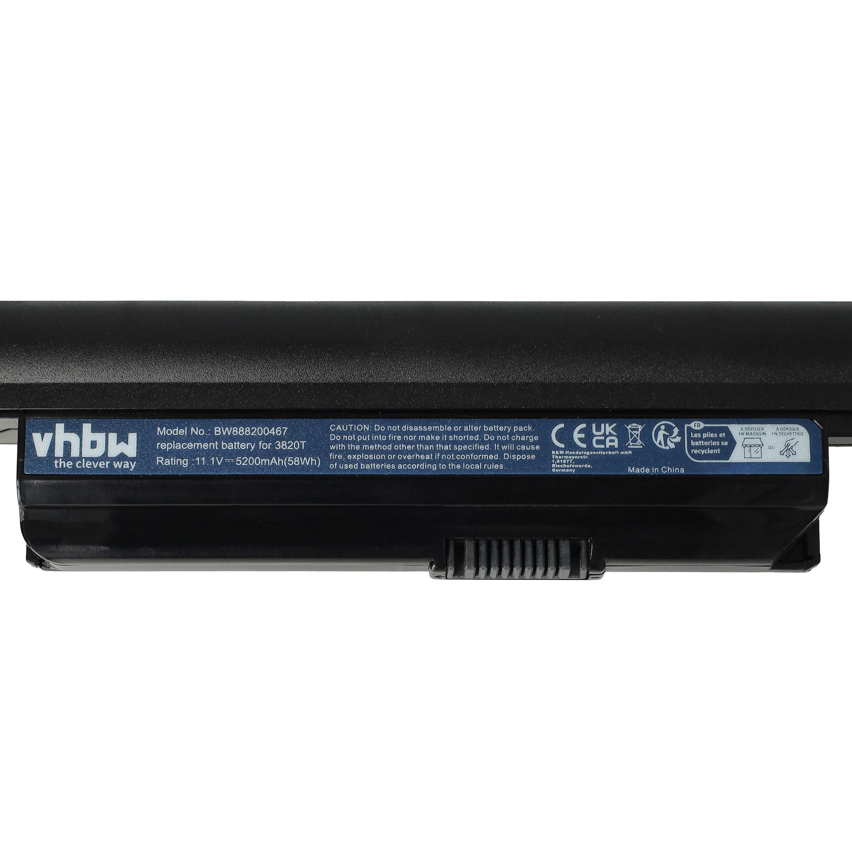 Notebook Battery Replacement for Acer AK.006BT.082, AS01B41, 934T2085F - 5200mAh 11.1V Li-polymer, black