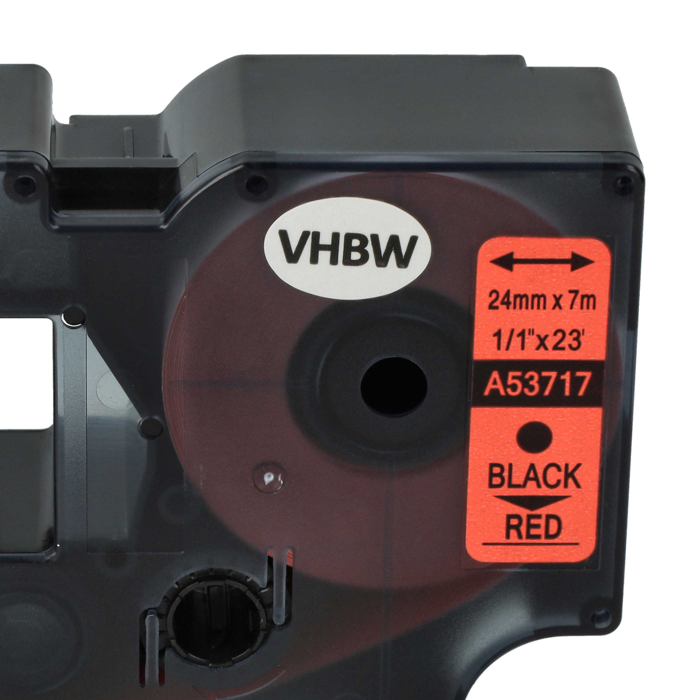 Label Tape replaces Dymo D1, 53717 - 24 mm Black to Red