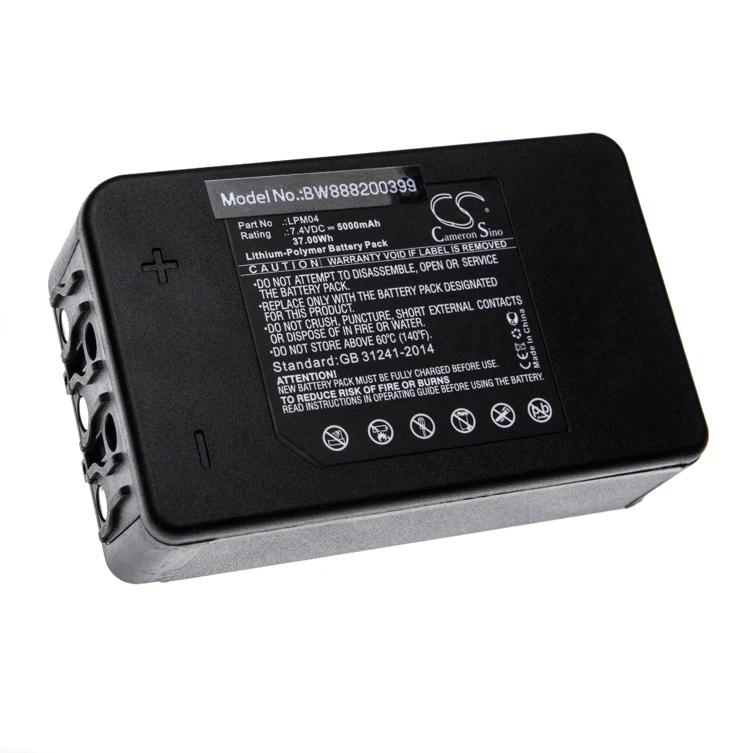 Batterie remplace Autec R0BATT00E12A0, LPM04 pour télécomande industrielle - 5000mAh 7,4V Li-polymère