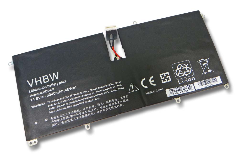 Batteria sostituisce HP 685866-1B1, 685989-001, 685866-171, HD04XL per notebook HP - 3040mAh 14,8V Li-Ion